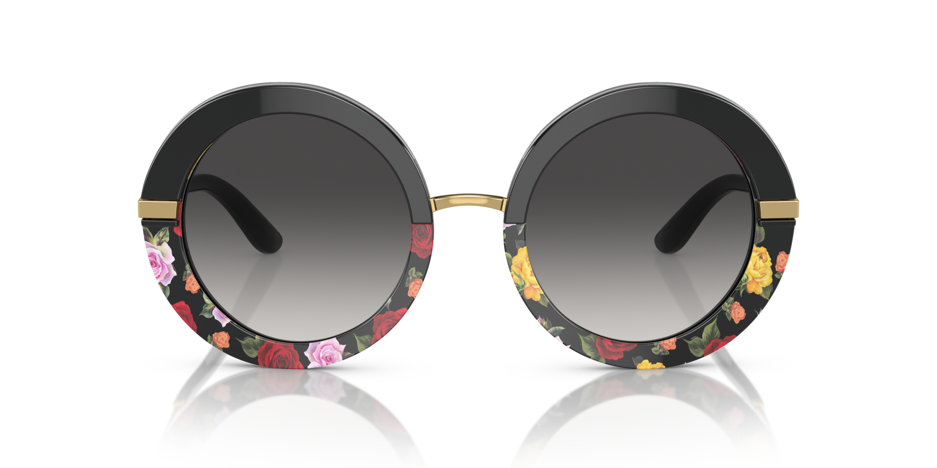 DG4393 Black On Winter Flowers Print AcetaatSunglass Frames van B24, Vooraanzicht
