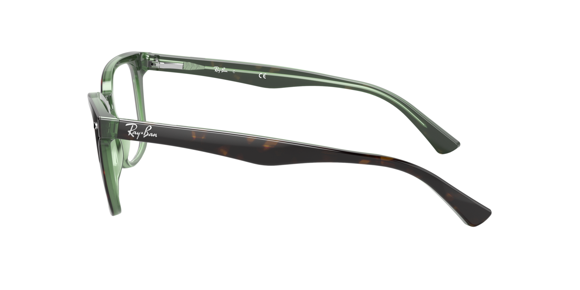 RB5285 Havana auf Grün AcetatEyeglass Frames von B24, Seitenansicht
