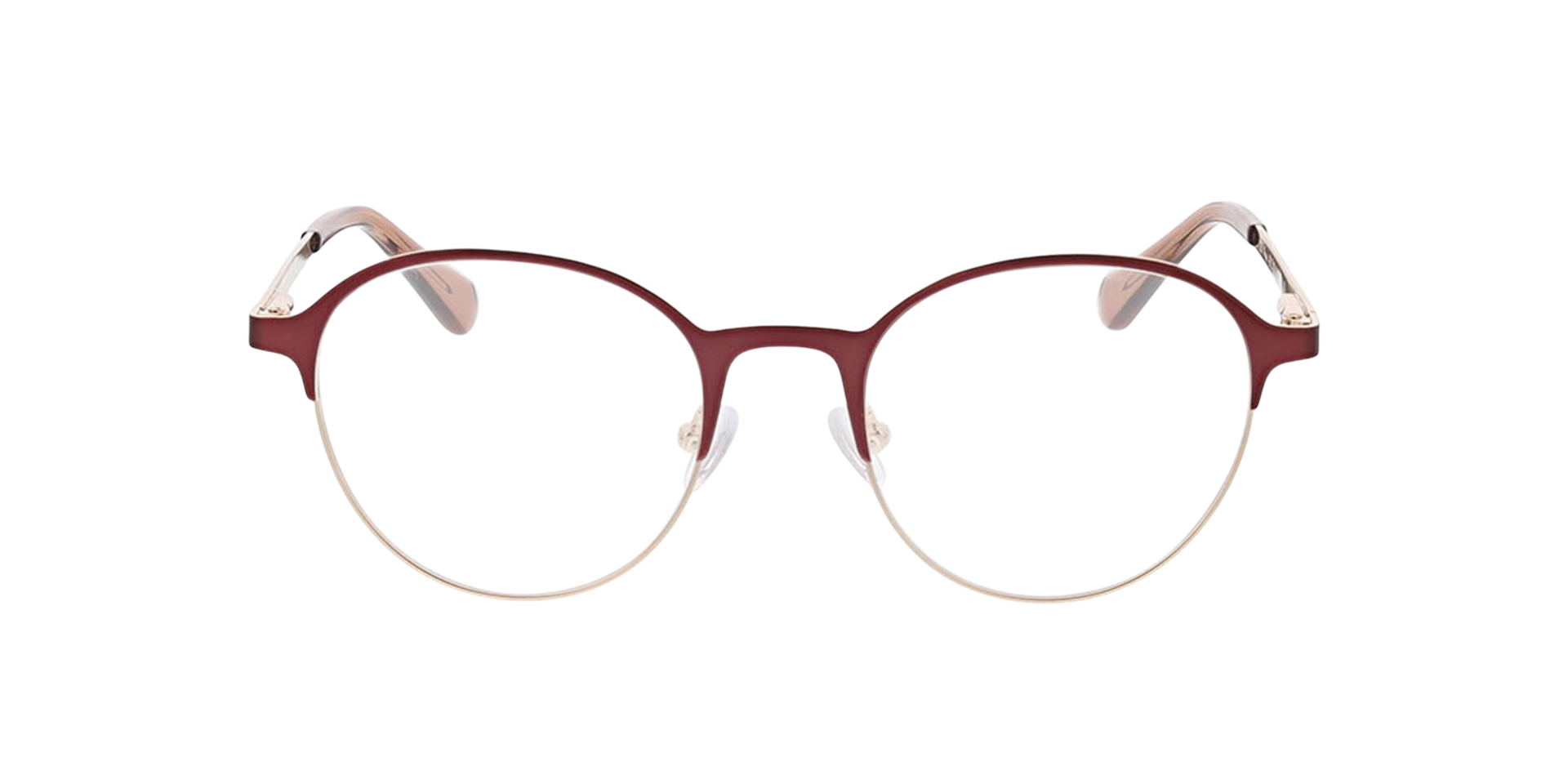Neapel Matt Burgundy  &  Gold  &  Pink MetallEyeglass Frames von B24, Vorderansicht