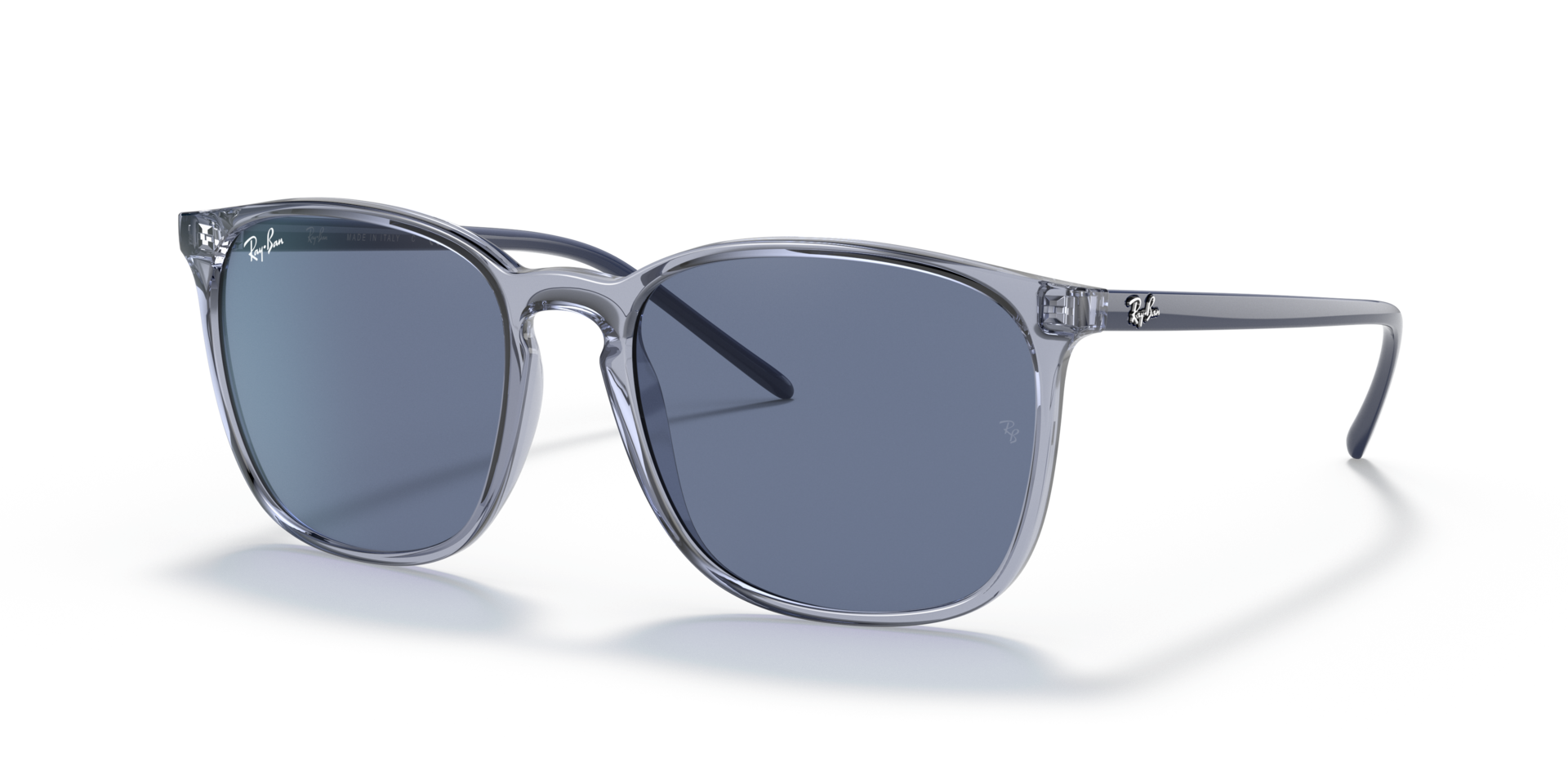 RB4387 Blau transparent KunststoffSunglass Frames von B24, Dreiviertelansicht