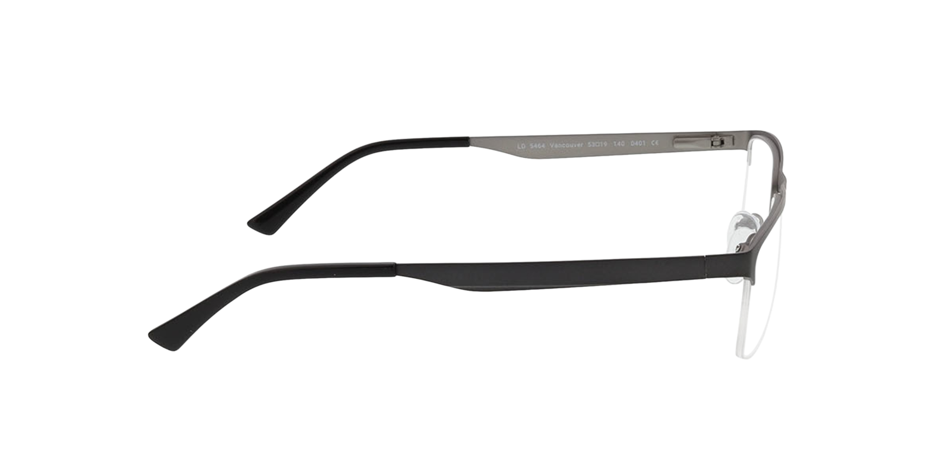 Vancouver Mat gunmetal  & mat zilver  &  zwart MetaalEyeglass Frames van B24, Zijaanzicht