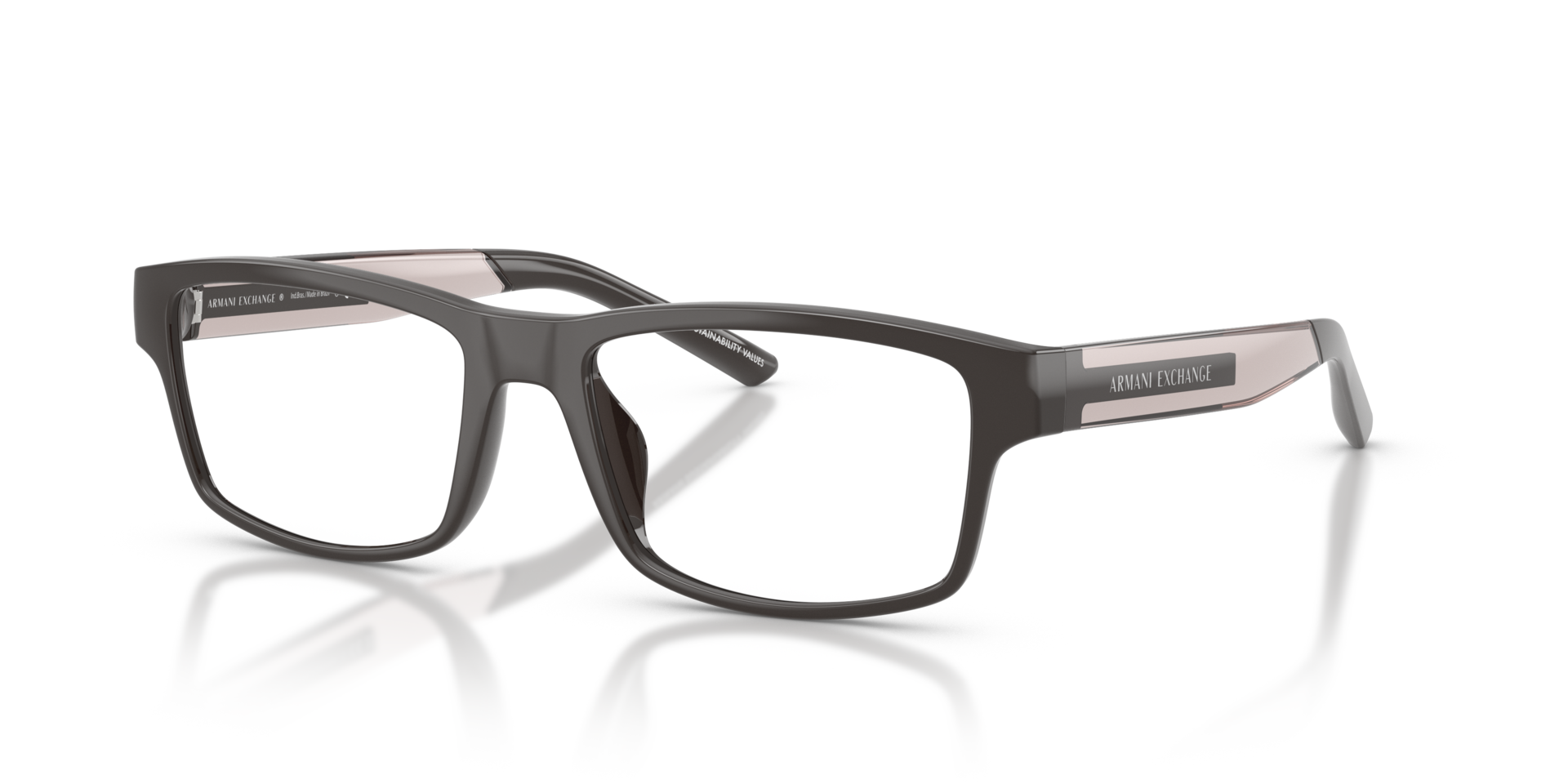 AX3140U Shiny Brown KunststofEyeglass Frames van B24, Hoekweergave