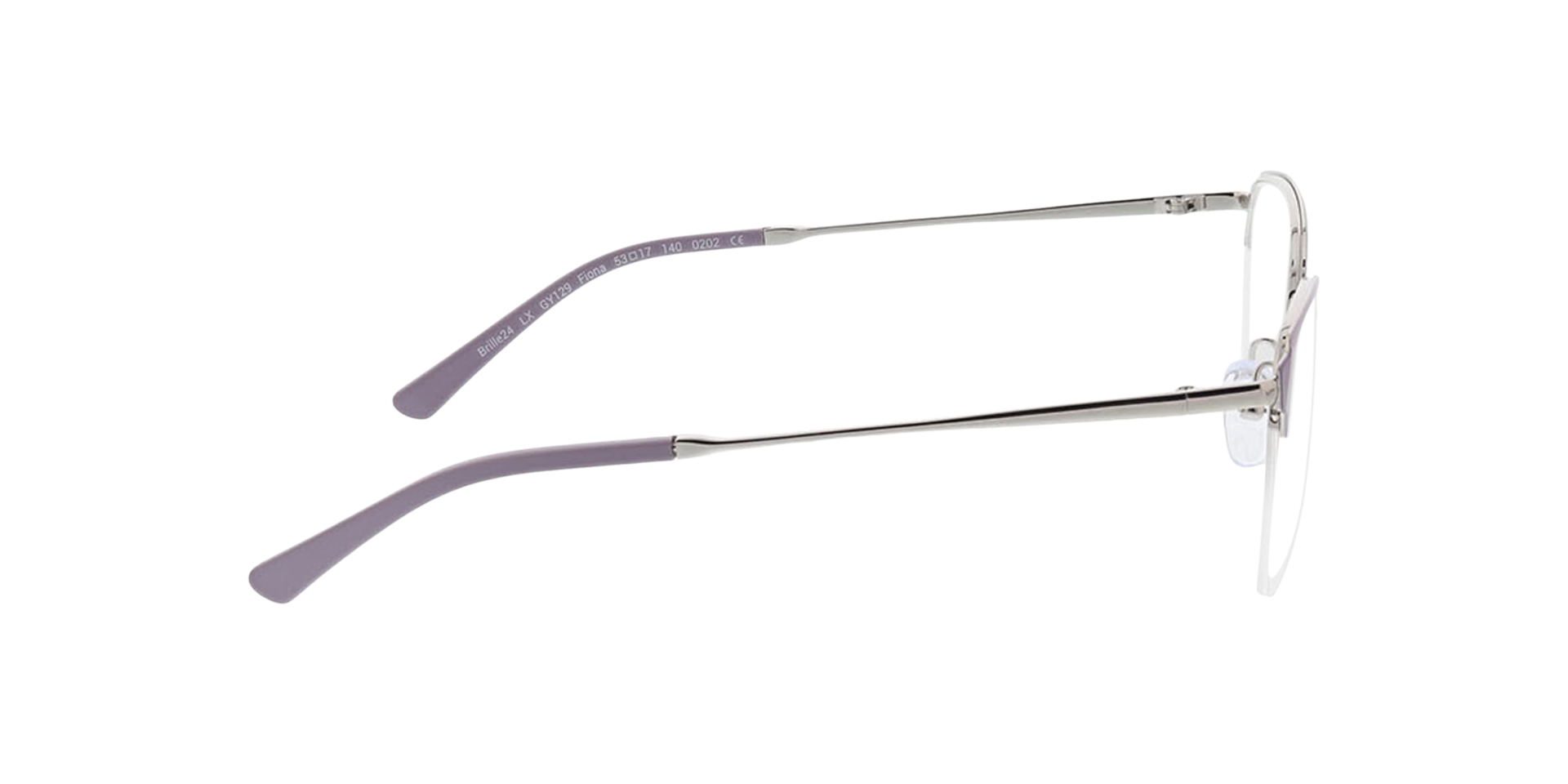 Fiona Violet  &  zilver MetaalEyeglass Frames van B24, Zijaanzicht
