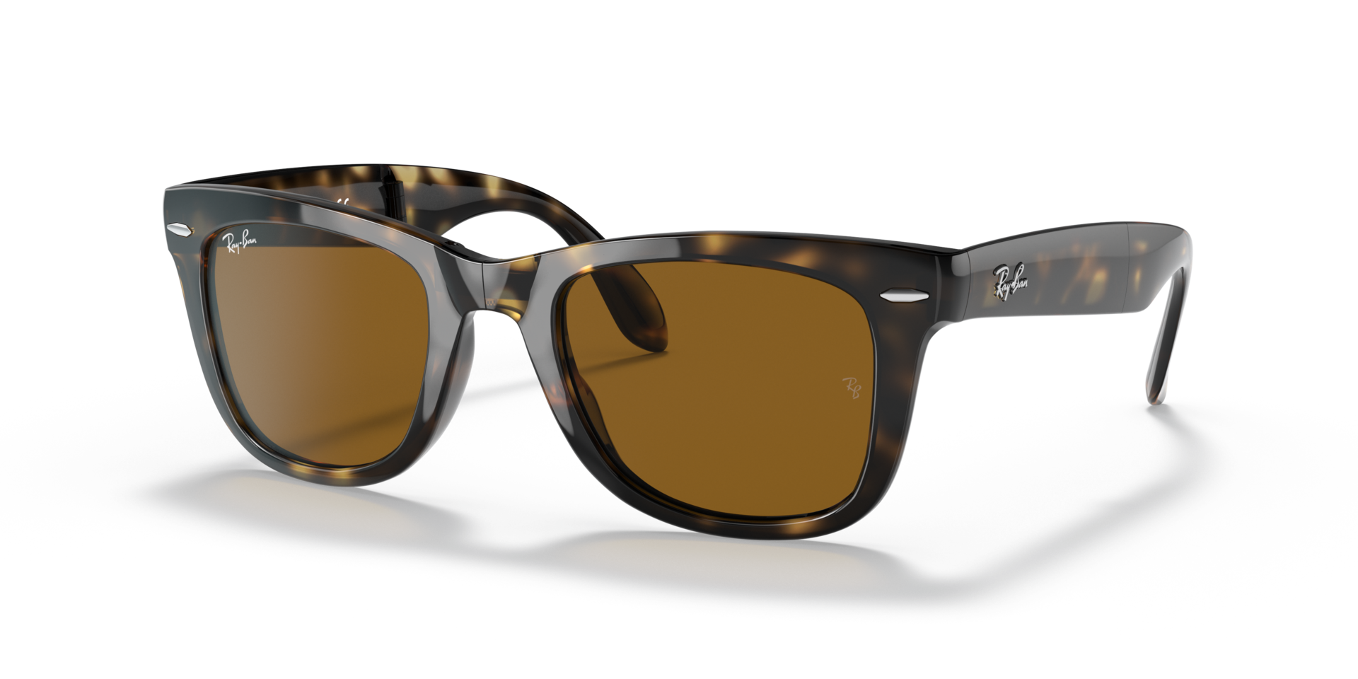 Wayfarer Folding Classic Hellhavana KunststoffSunglass Frames von B24, Dreiviertelansicht