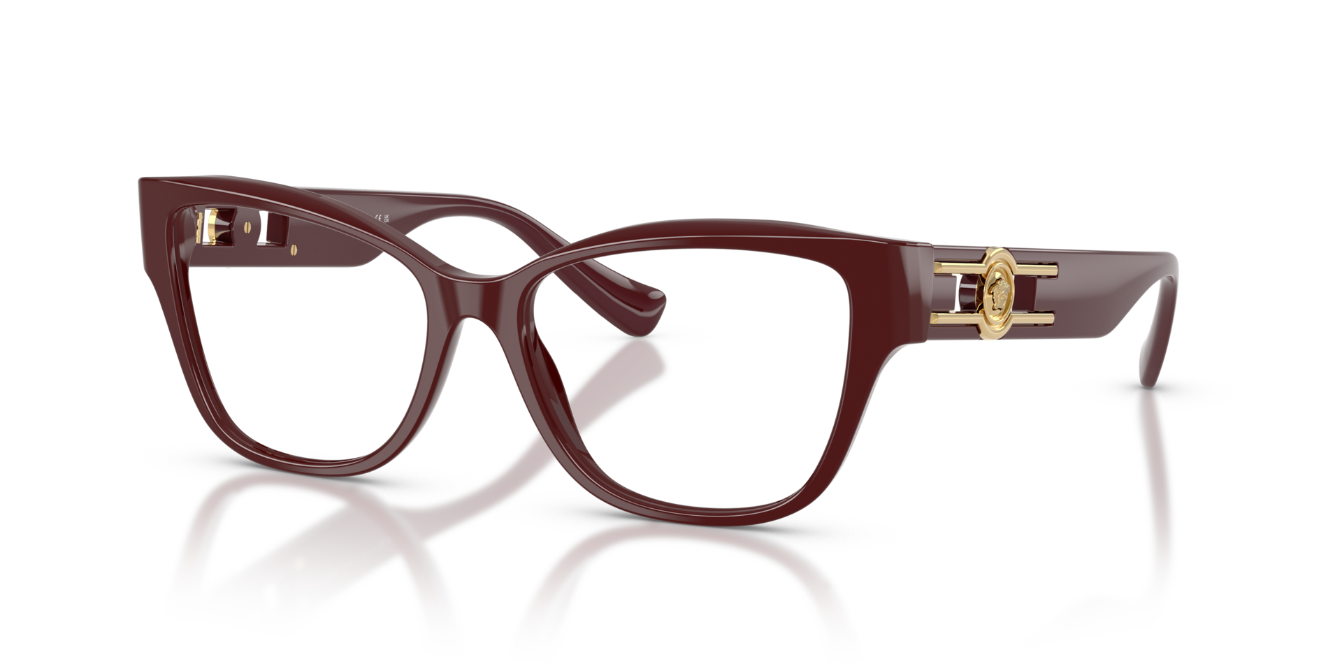 VE3347 Solid Red AcetaatEyeglass Frames van B24, Hoekweergave