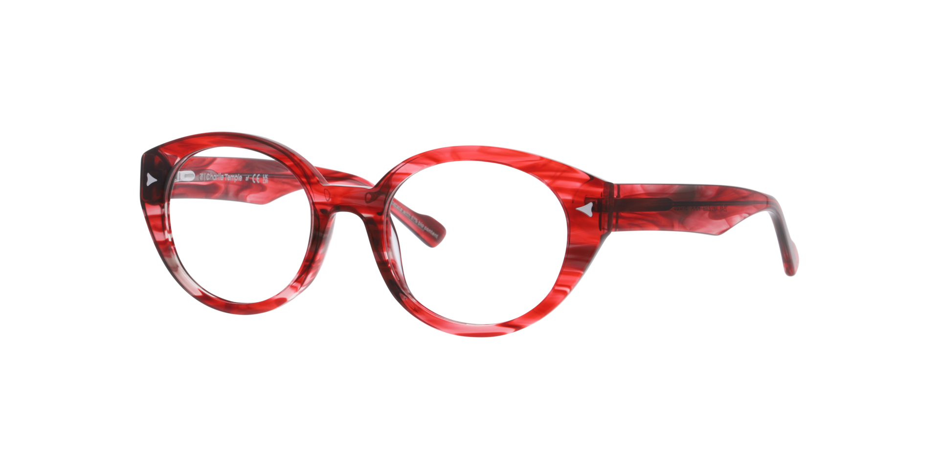 Rika Crystal Horn Red AcetaatEyeglass Frames van B24, Hoekweergave