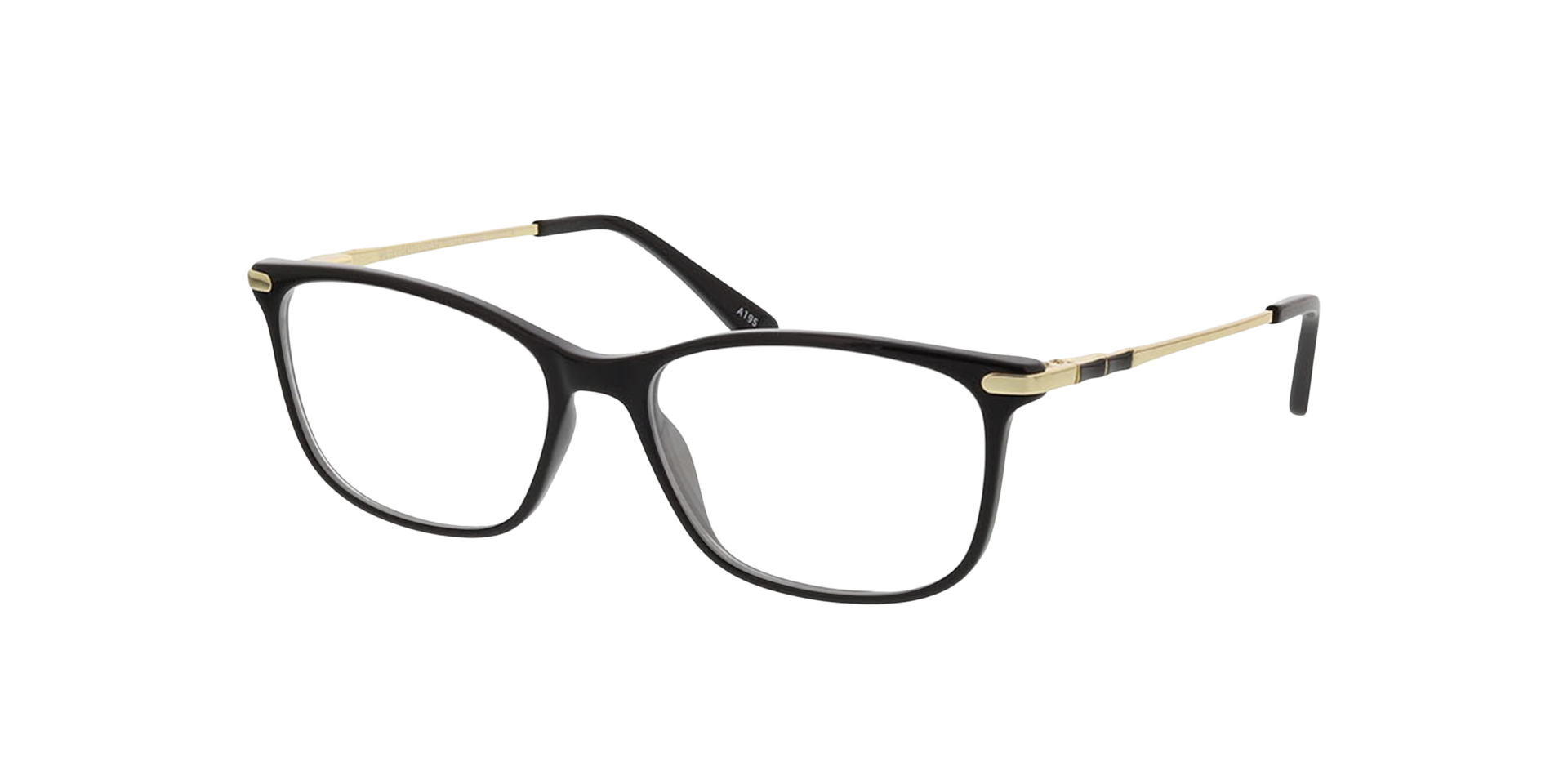 Greensboro Zwart & goud KunststofEyeglass Frames van B24, Hoekweergave