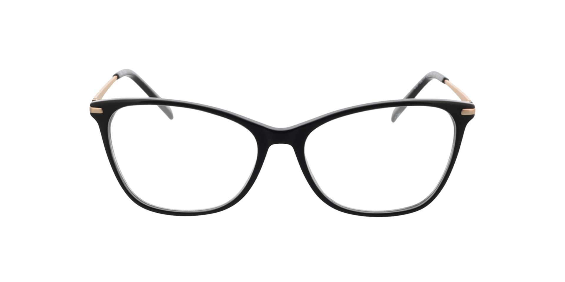 Emily Zwart  &  satijn goud AcetaatEyeglass Frames van B24, Vooraanzicht