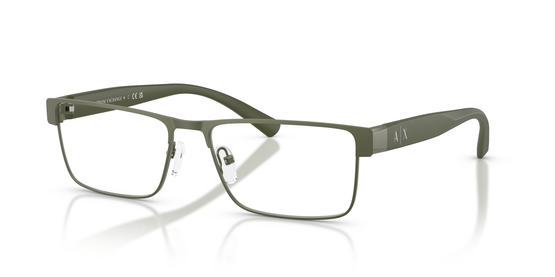 AX1078 Matte Green MetallEyeglass Frames von B24, Dreiviertelansicht