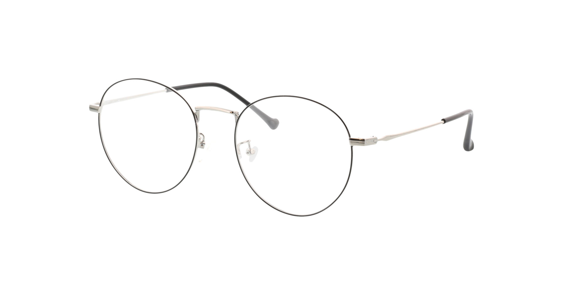 Eden Schwarz & Silber MetallEyeglass Frames von B24, Dreiviertelansicht