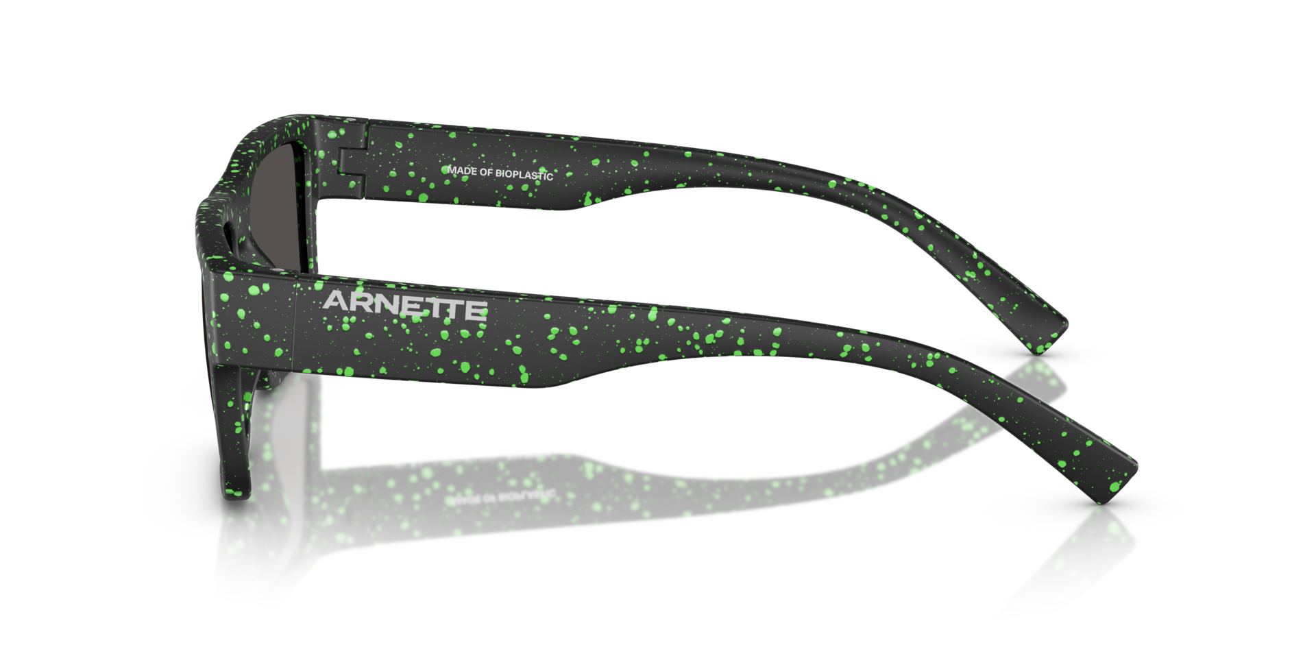 AN4344 Matte Black & Gekko Green Splatter KunststofSunglass Frames van B24, Zijaanzicht