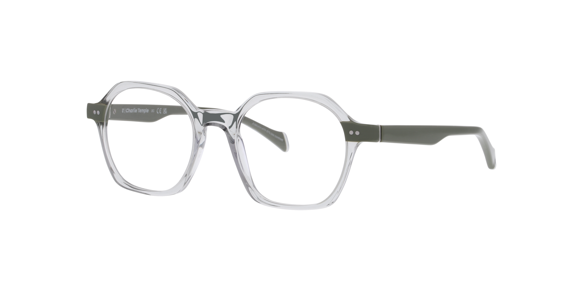 Solin Khaki Green On Crystal Green AcetatEyeglass Frames von B24, Dreiviertelansicht