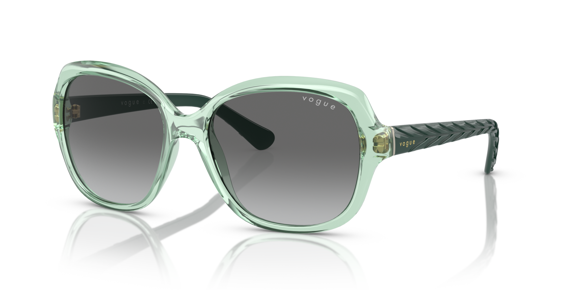 VO2871S Transparent Grün KunststoffSunglass Frames von B24, Dreiviertelansicht