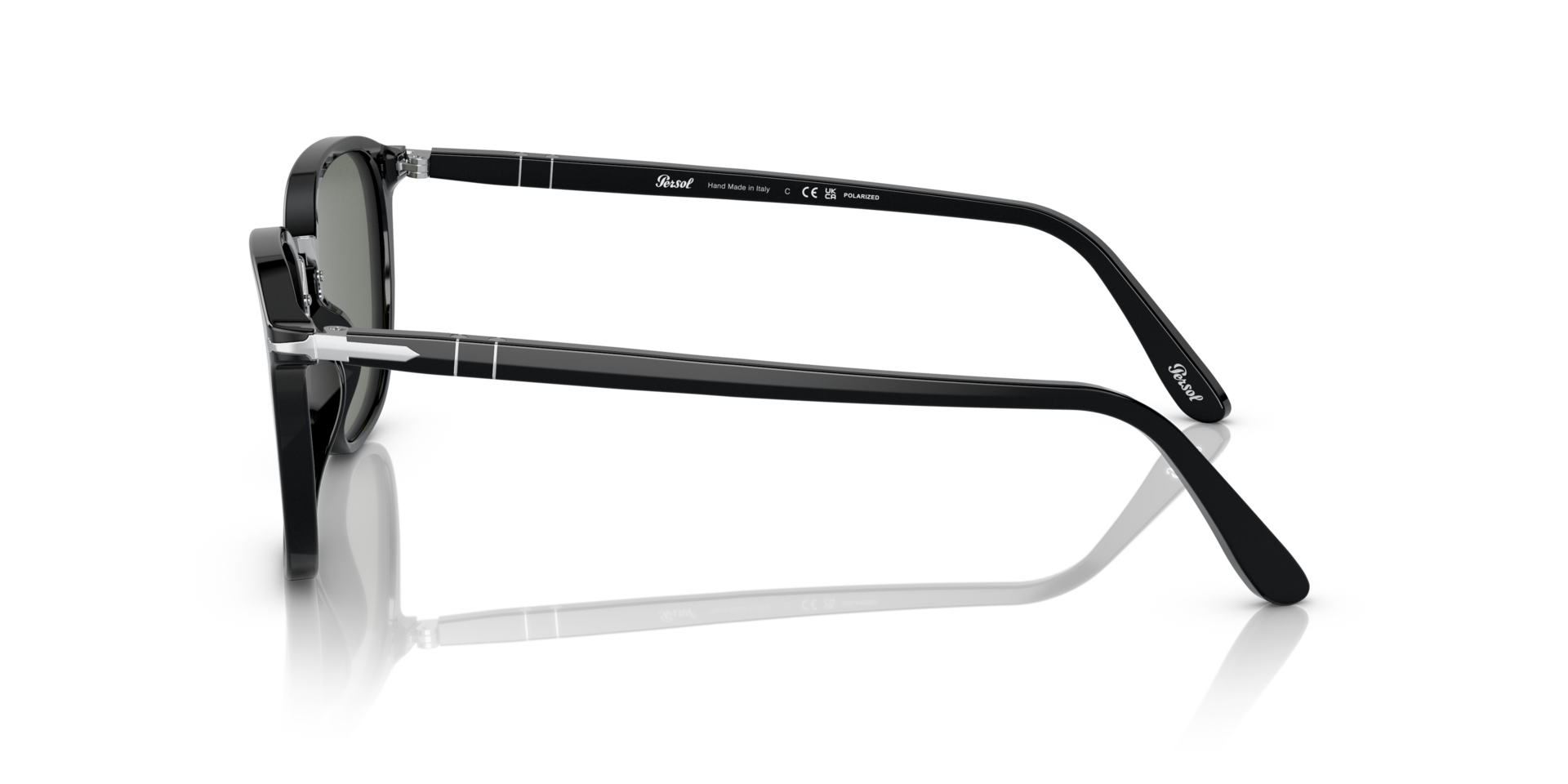 PO3186S Zwart AcetaatSunglass Frames van B24, Zijaanzicht