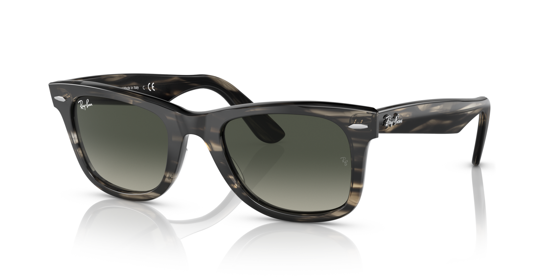 RB2140 Grijs gestreept AcetaatSunglass Frames van B24, Hoekweergave