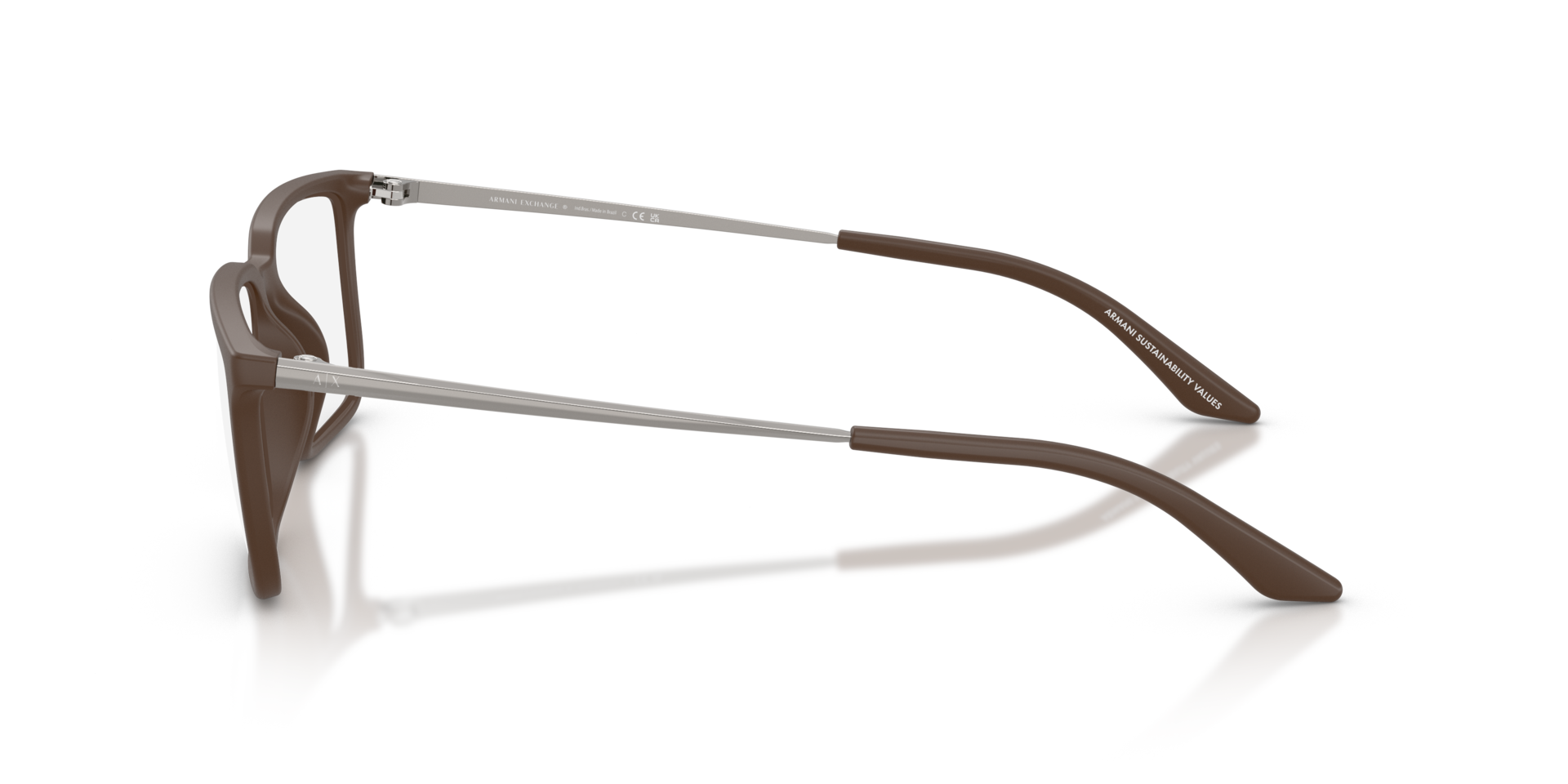 AX3141U Matbruin KunststofEyeglass Frames van B24, Zijaanzicht