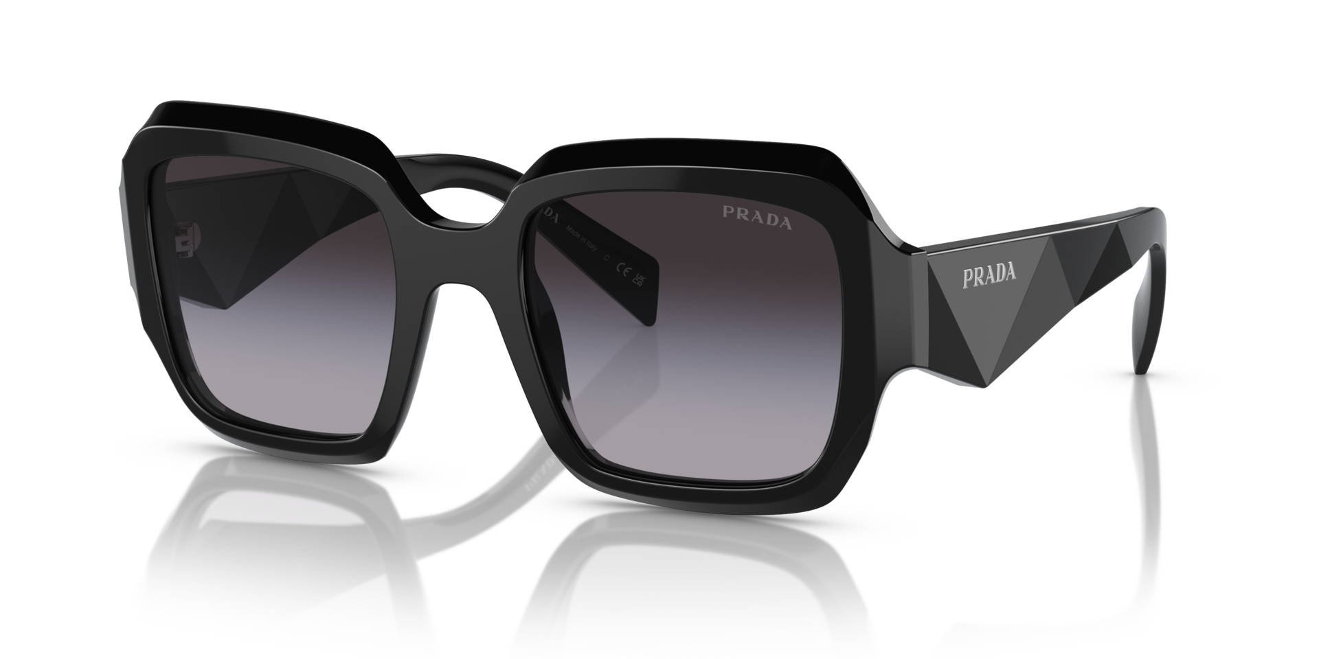 PR 28ZS Schwarz AcetatSunglass Frames von B24, Dreiviertelansicht