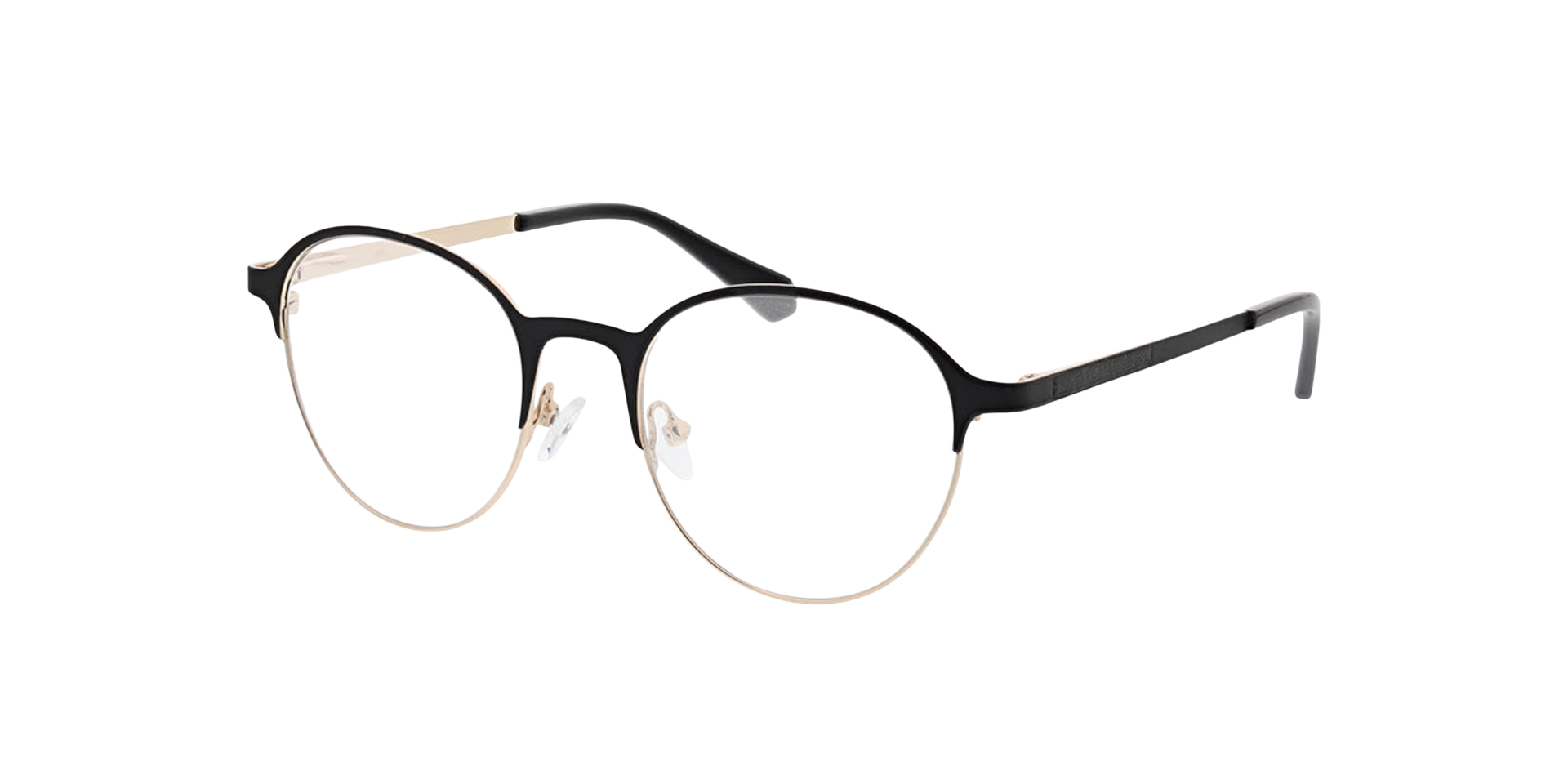 Neapel Matt Black  &  Gold  &  Black MetallEyeglass Frames von B24, Dreiviertelansicht