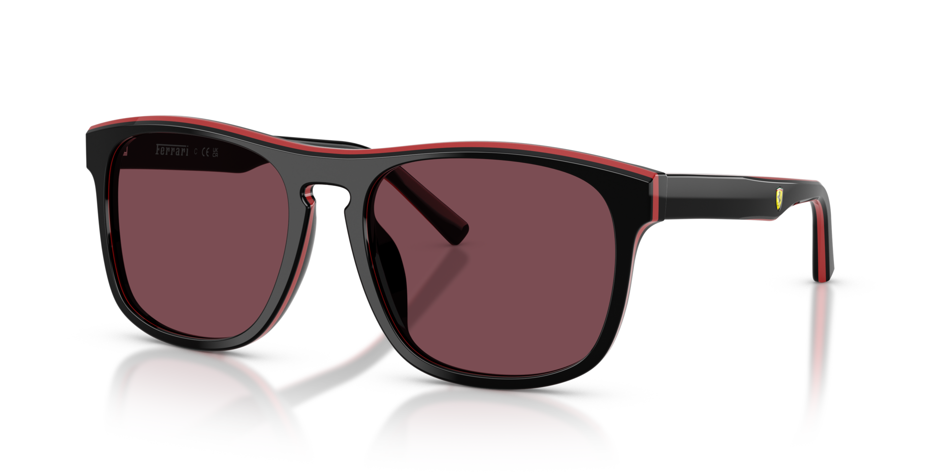 FZ6020U Shiny Black & Red & Black AcetaatSunglass Frames van B24, Hoekweergave