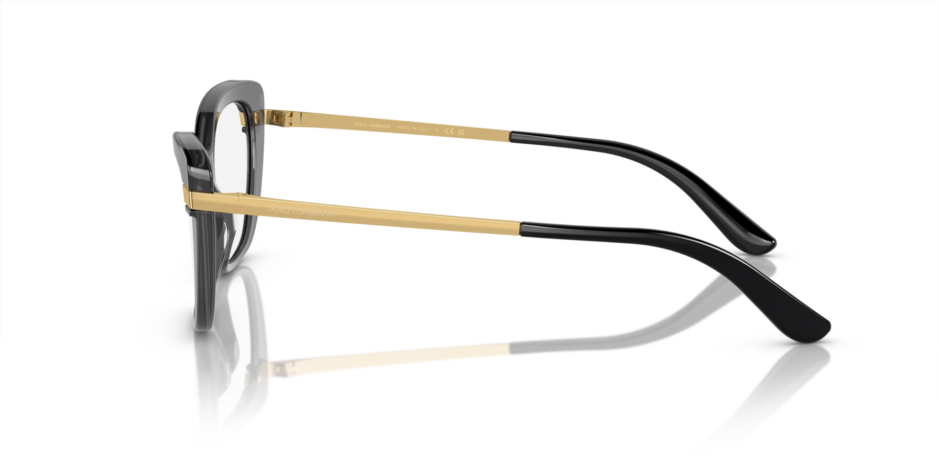 DG3325 Zwart op transparant zwart AcetaatEyeglass Frames van B24, Zijaanzicht