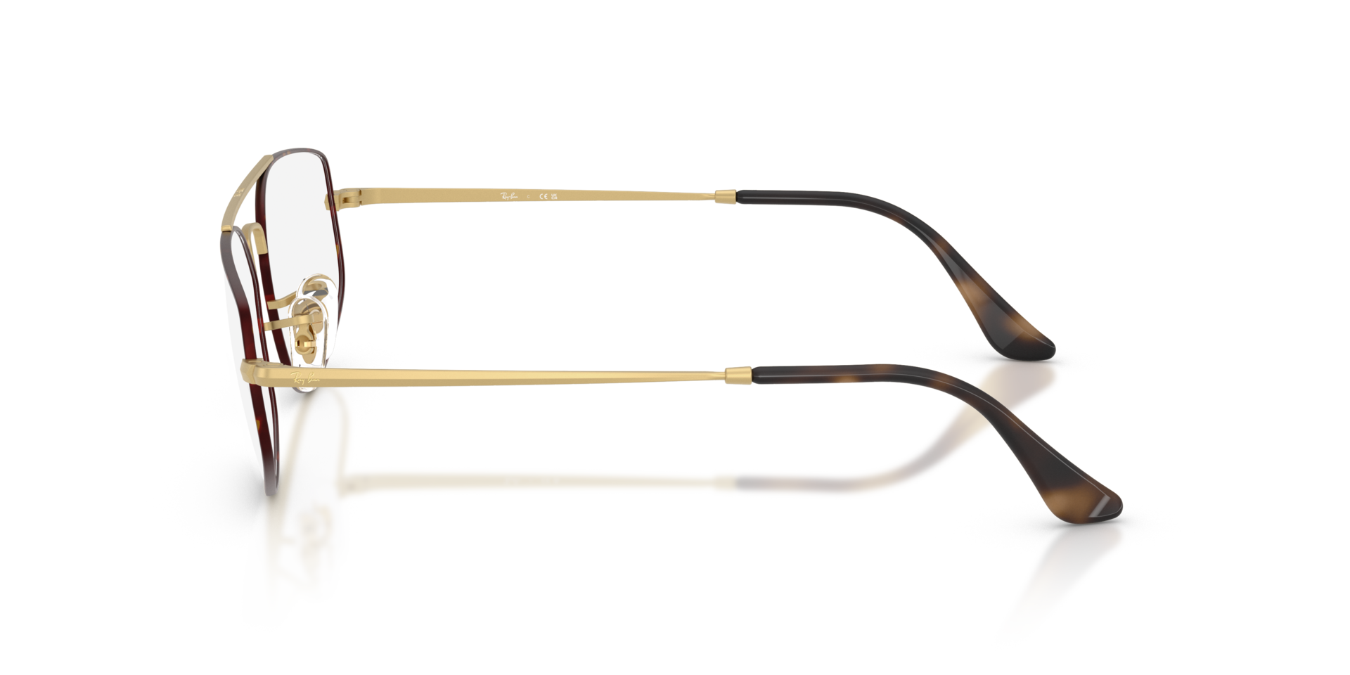 RB6545 Matte Havana On Matte Arista Gold MetaalEyeglass Frames van B24, Zijaanzicht