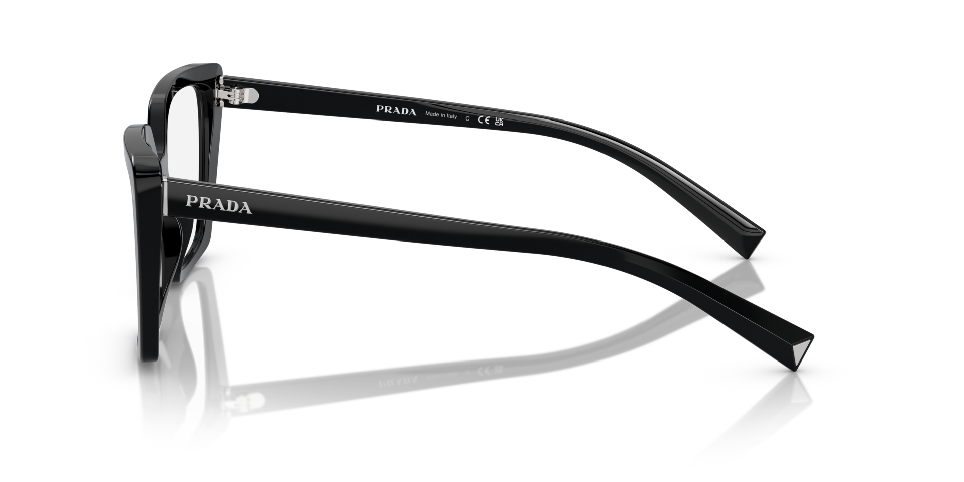 PR 16ZV Schwarz AcetatEyeglass Frames von B24, Seitenansicht