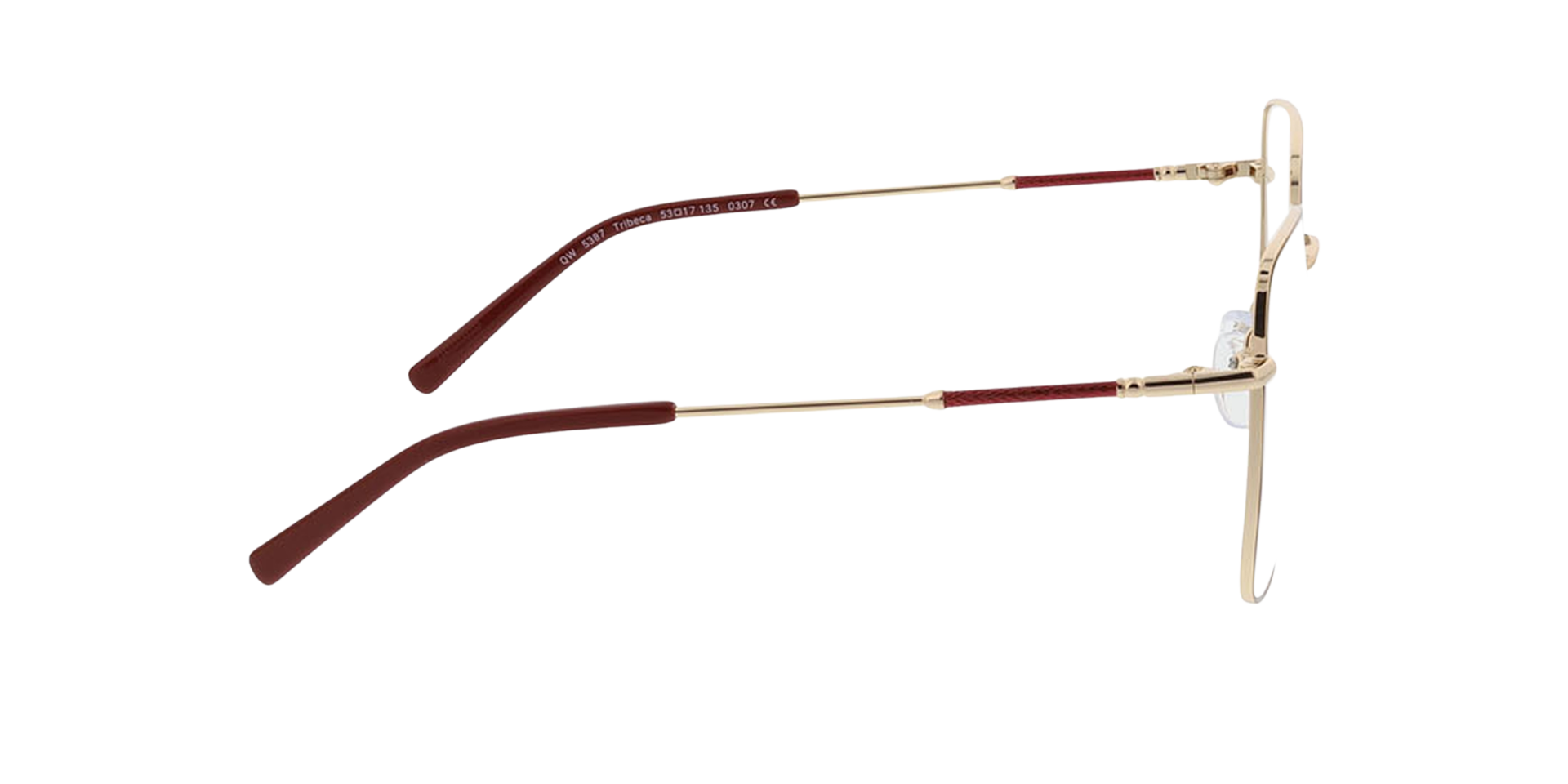 Tribeca Gold  &  Burgundy MetallEyeglass Frames von B24, Seitenansicht