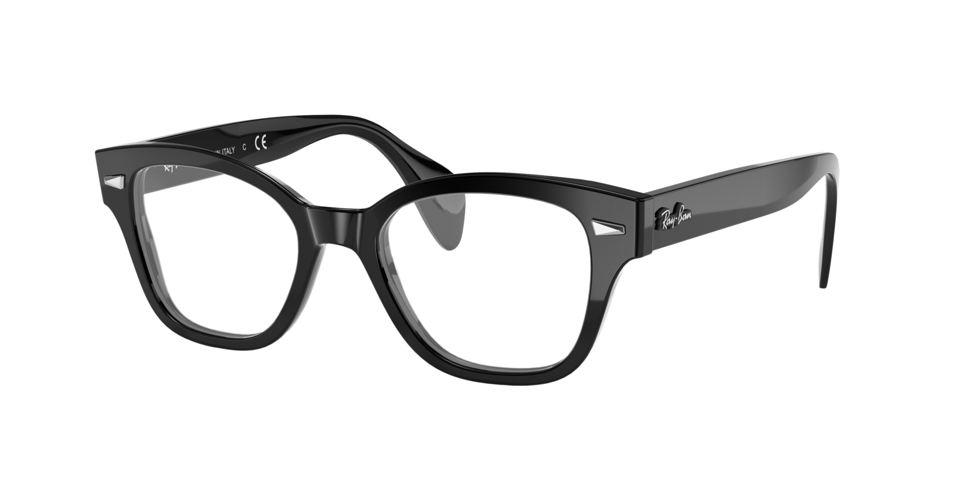 RB0880 Zwart AcetaatEyeglass Frames van B24, Hoekweergave