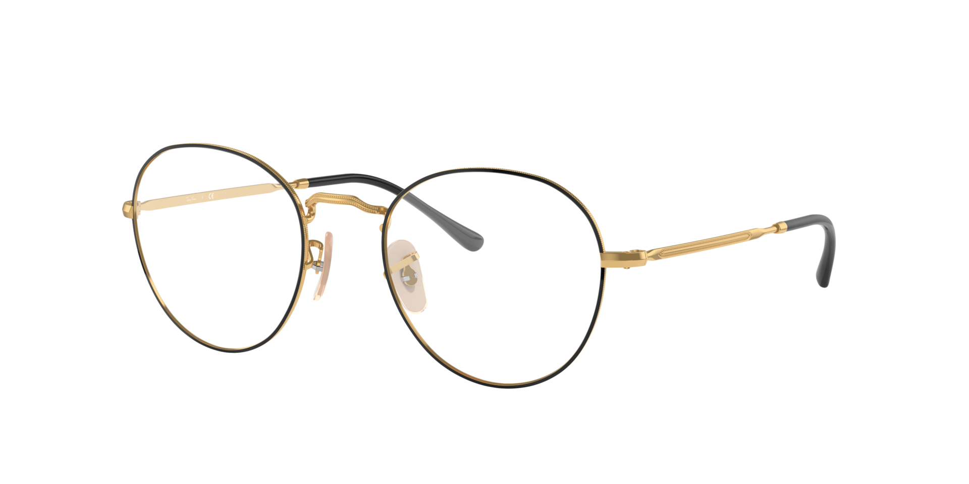 RB3582V Zwart op goud MetaalEyeglass Frames van B24, Hoekweergave