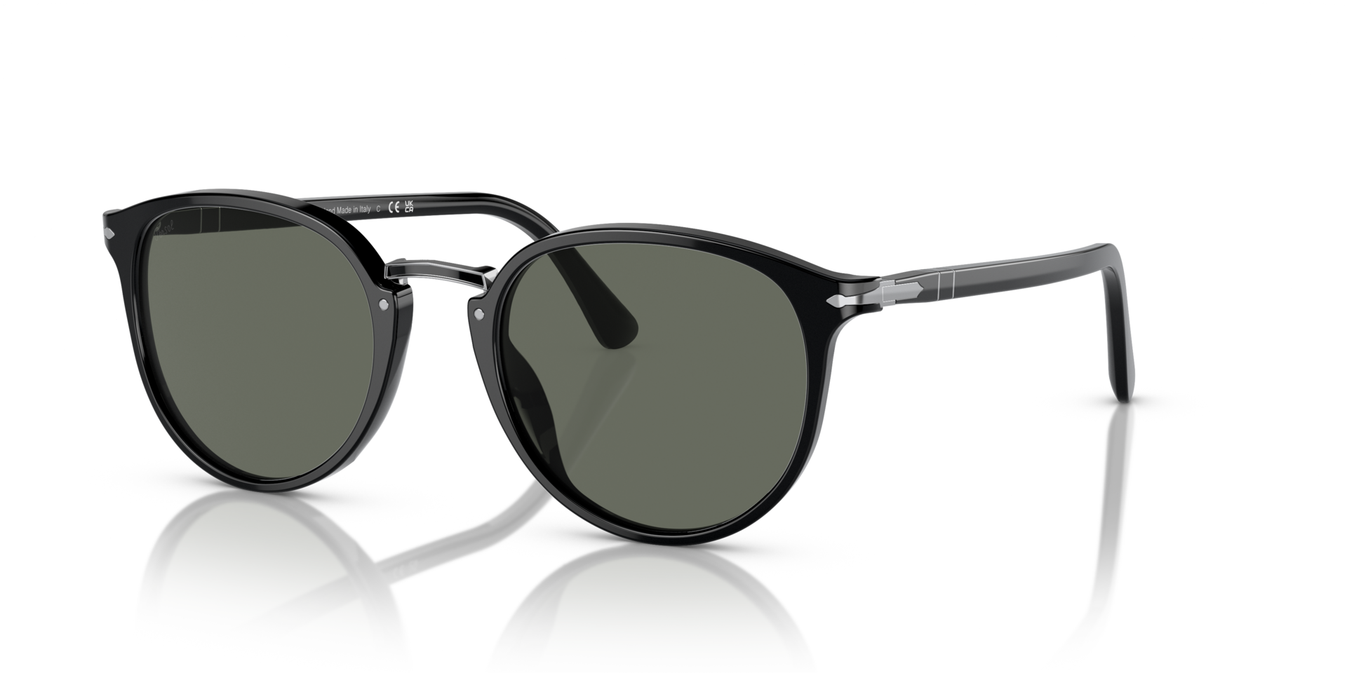 PO3210S Zwart AcetaatSunglass Frames van B24, Hoekweergave