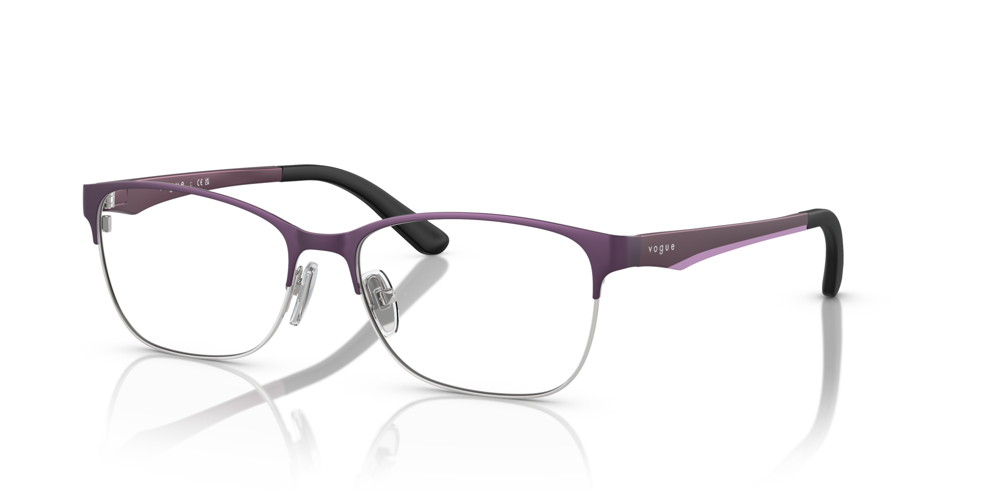 VO3940 Plum MetaalEyeglass Frames van B24, Hoekweergave