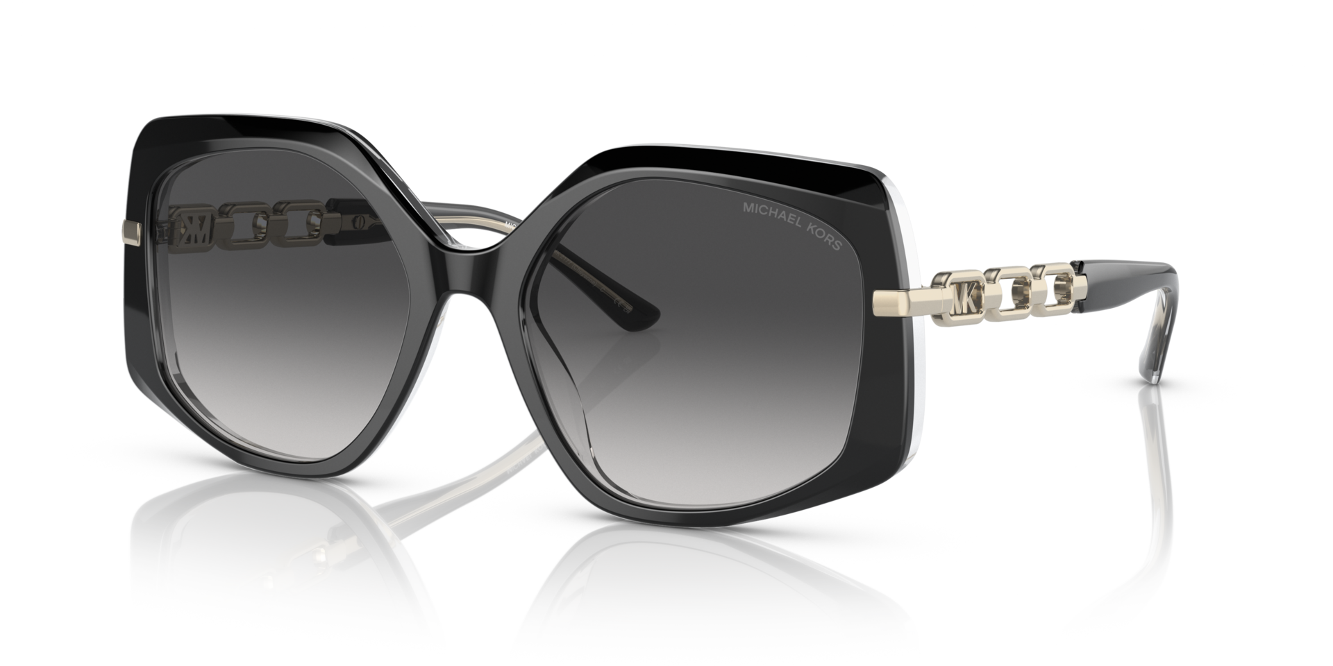 MK2177 Schwarz & Klar laminiert AcetatSunglass Frames von B24, Dreiviertelansicht