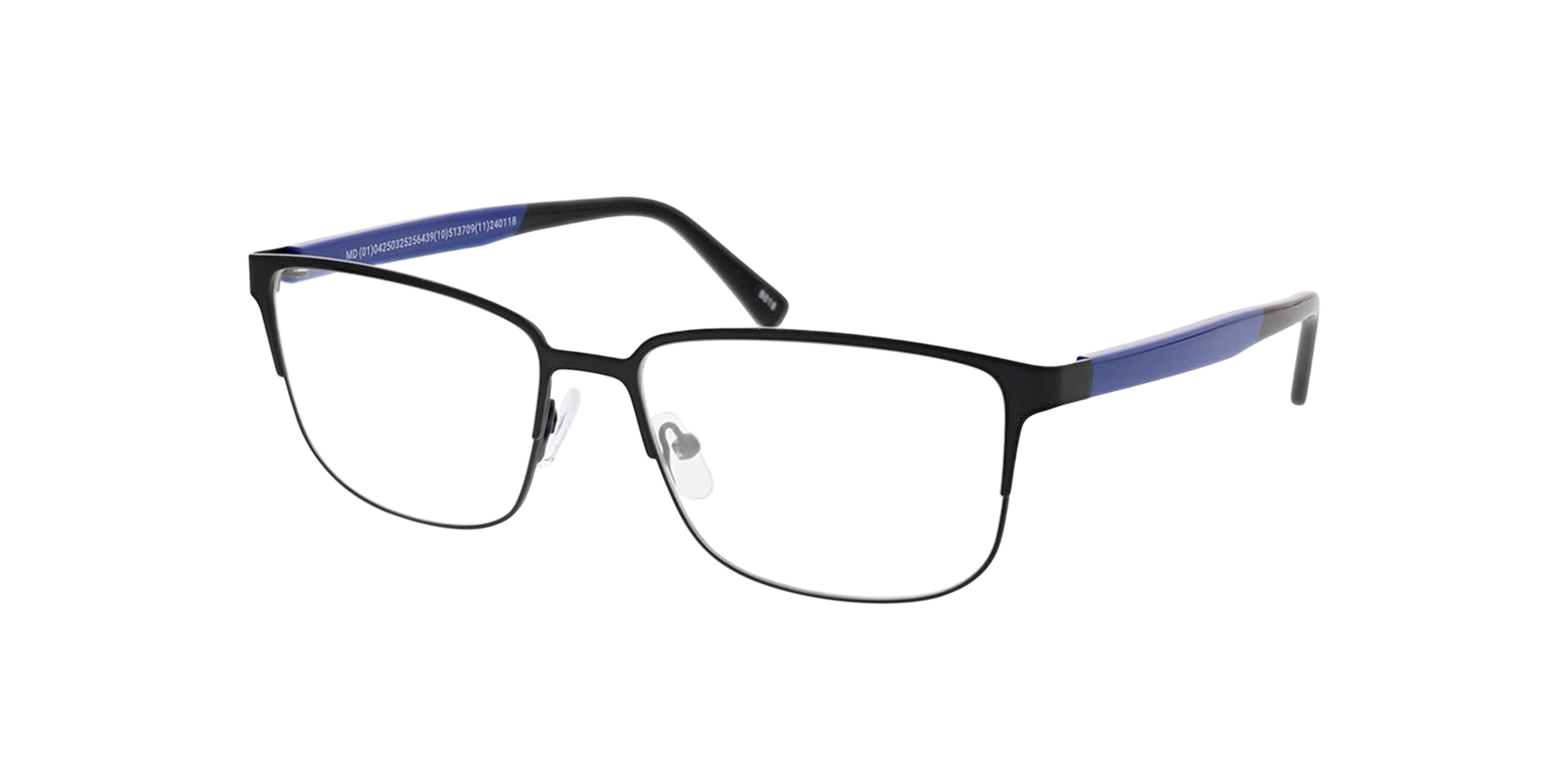 Nashville Matt Black  &  Blue  &  Black MetallEyeglass Frames von B24, Dreiviertelansicht