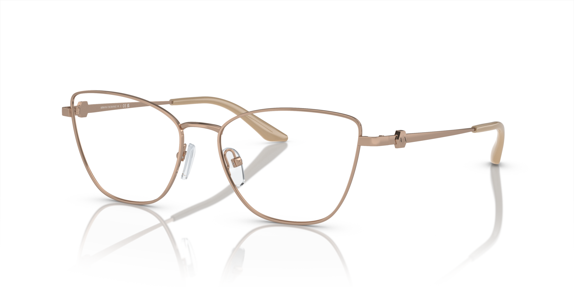 AX1063 Glänzendes Rose Gold MetallEyeglass Frames von B24, Dreiviertelansicht