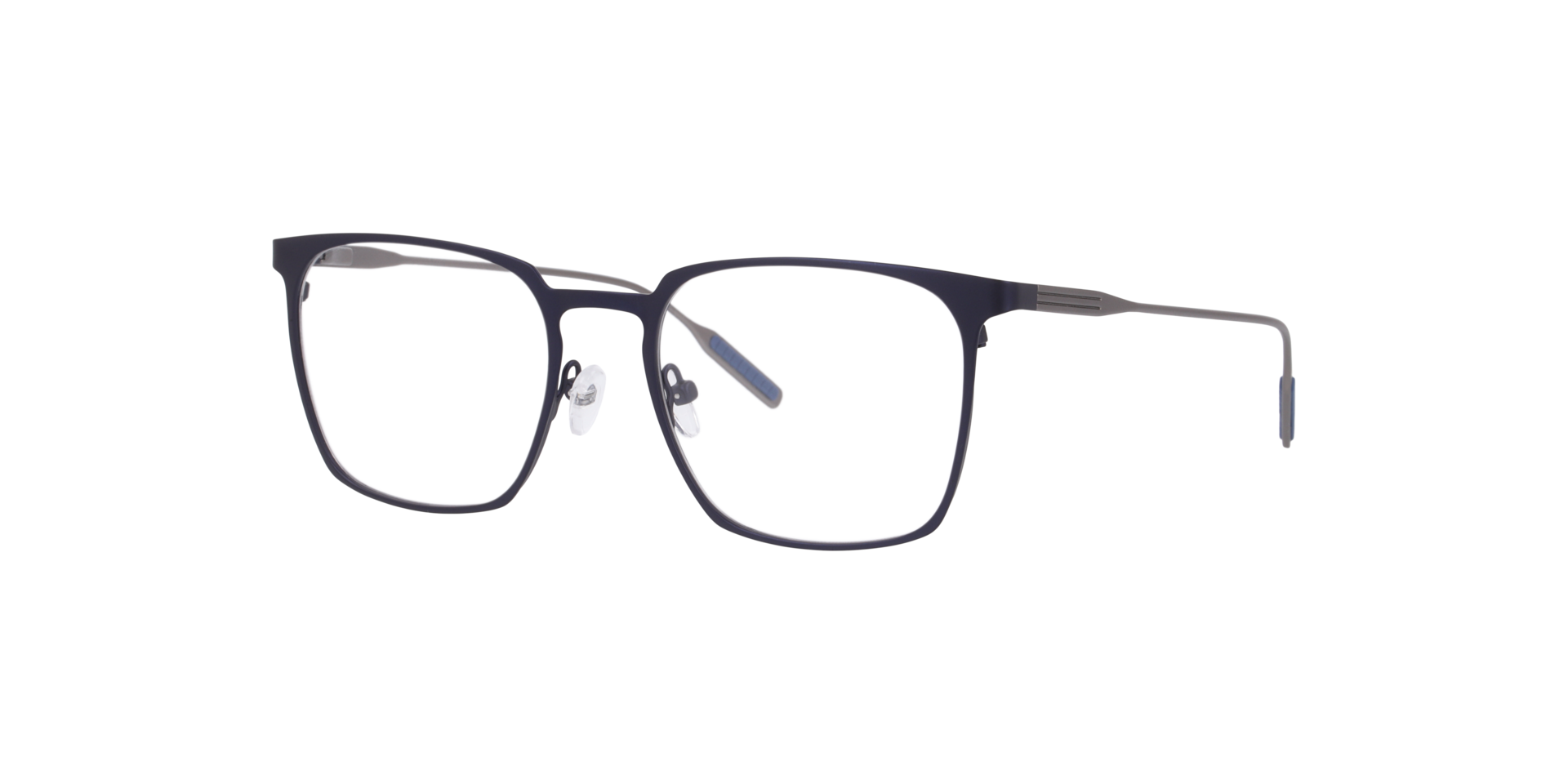 Split Dunkelblau MetallEyeglass Frames von B24, Dreiviertelansicht