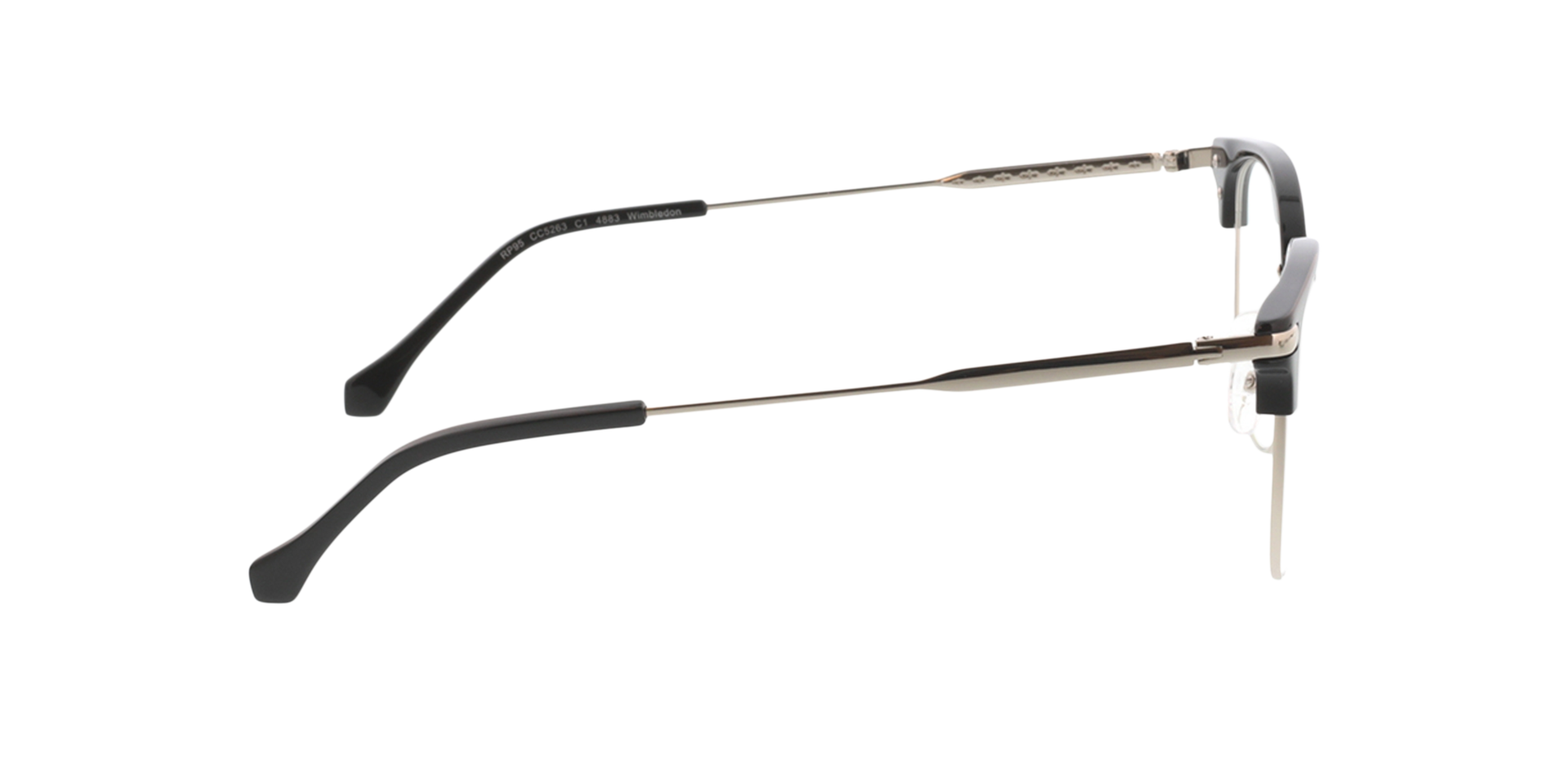 Wimbledon Schwarz & Silber MetallEyeglass Frames von B24, Seitenansicht