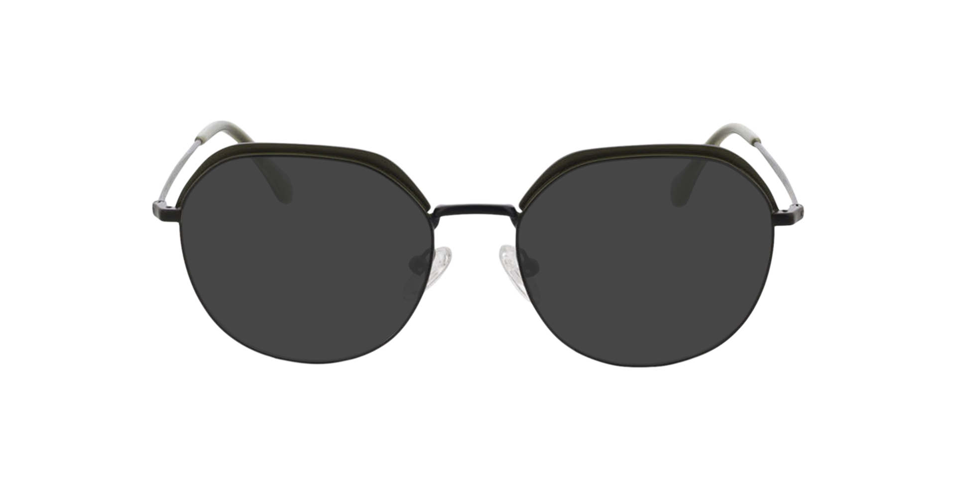 Ibiza Matzwart  &  kaki MetaalEyeglass Frames van B24, met getinte lenzen