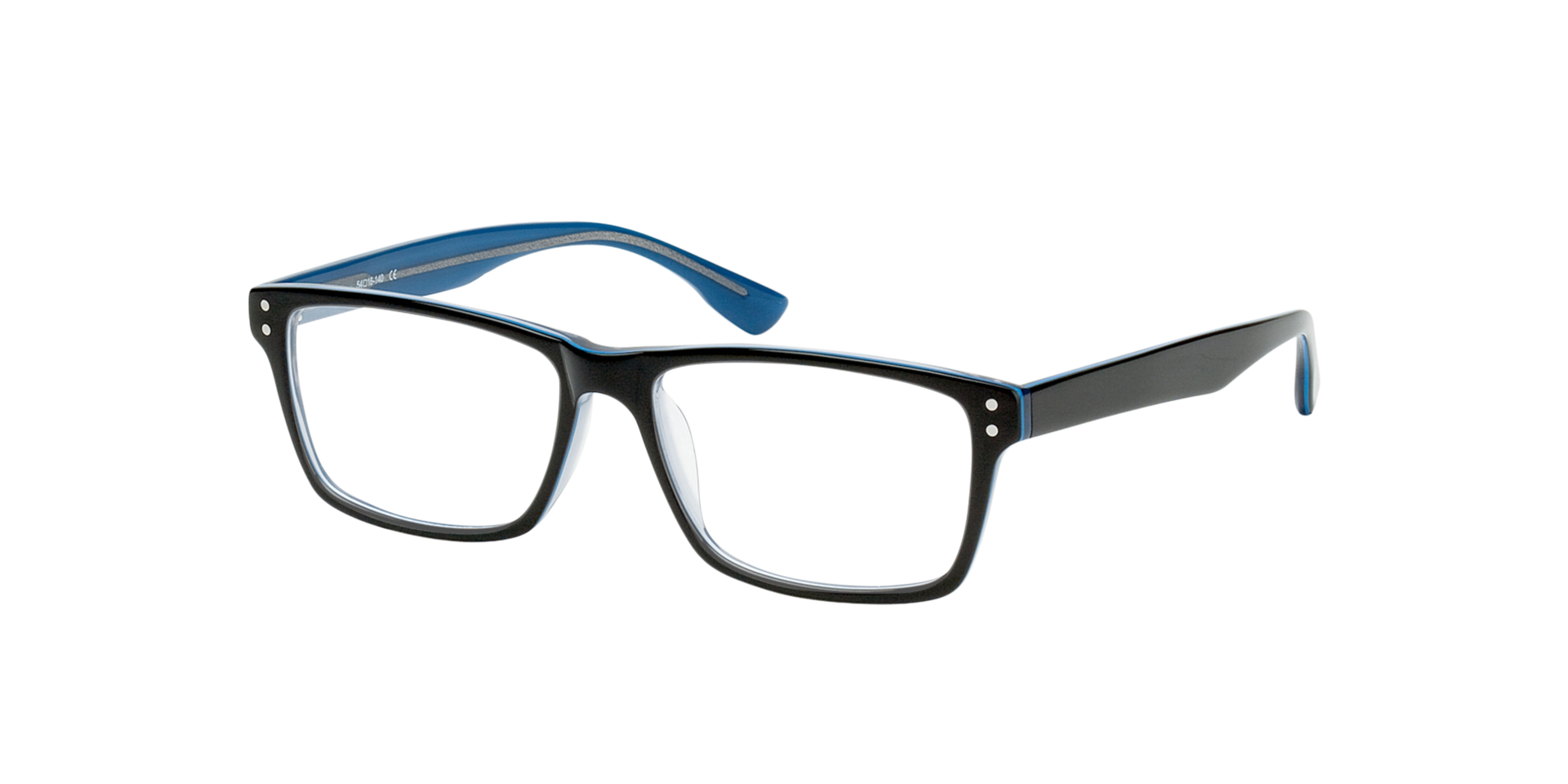München Schwarz & Blau AcetatEyeglass Frames von B24, Dreiviertelansicht