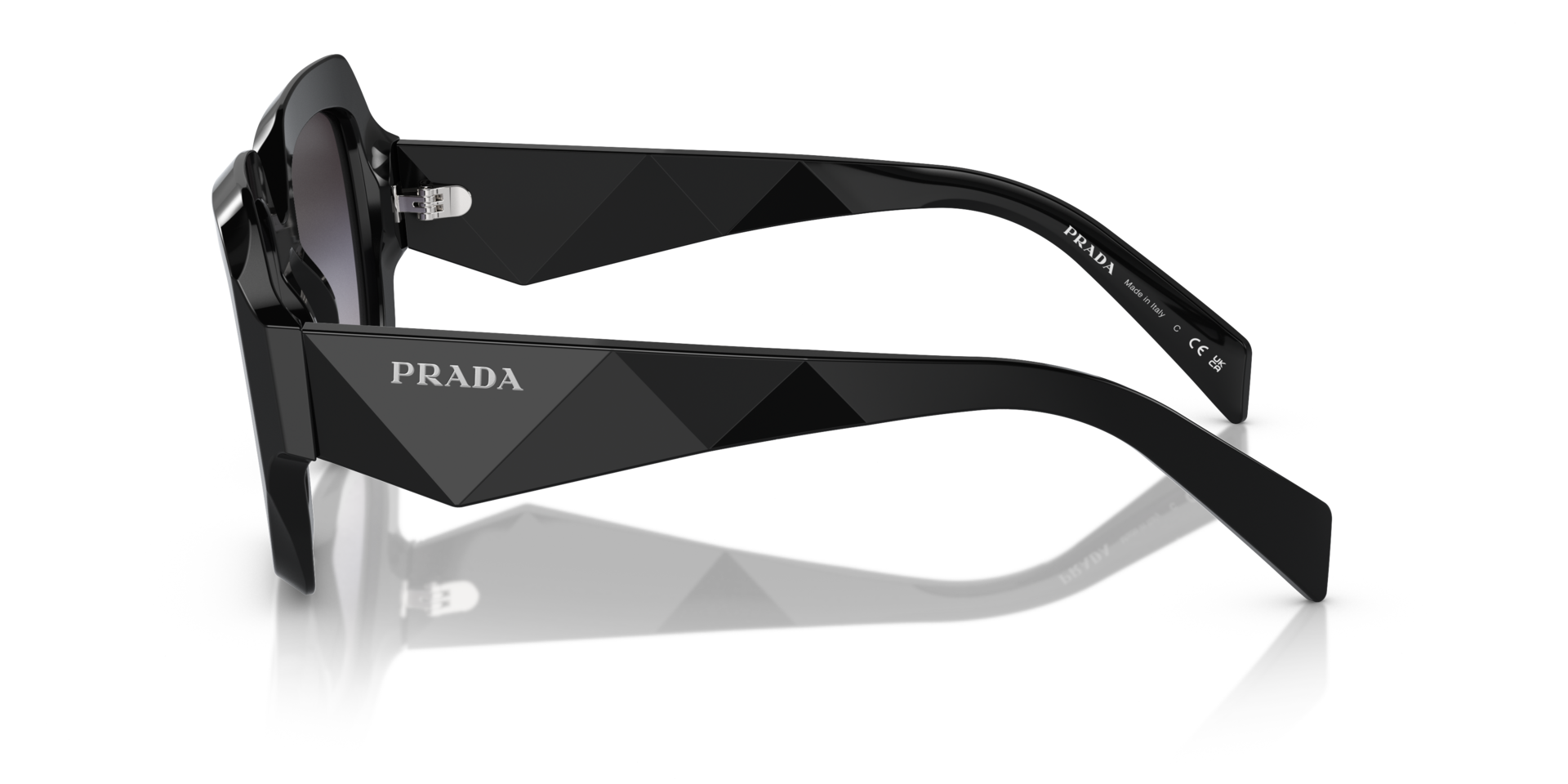 PR 28ZS Schwarz AcetatSunglass Frames von B24, Seitenansicht