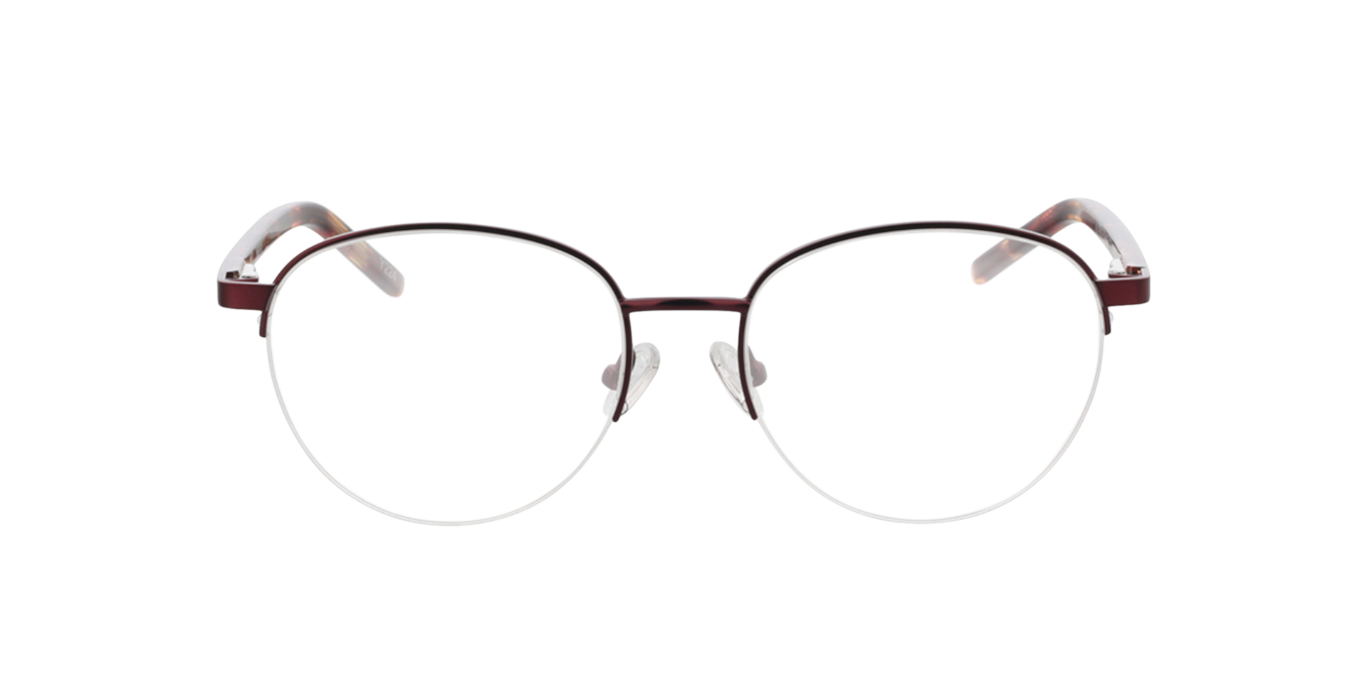 Nancy Bordeauxrood  &  bordeauxrood Havana MetaalEyeglass Frames van B24, Vooraanzicht