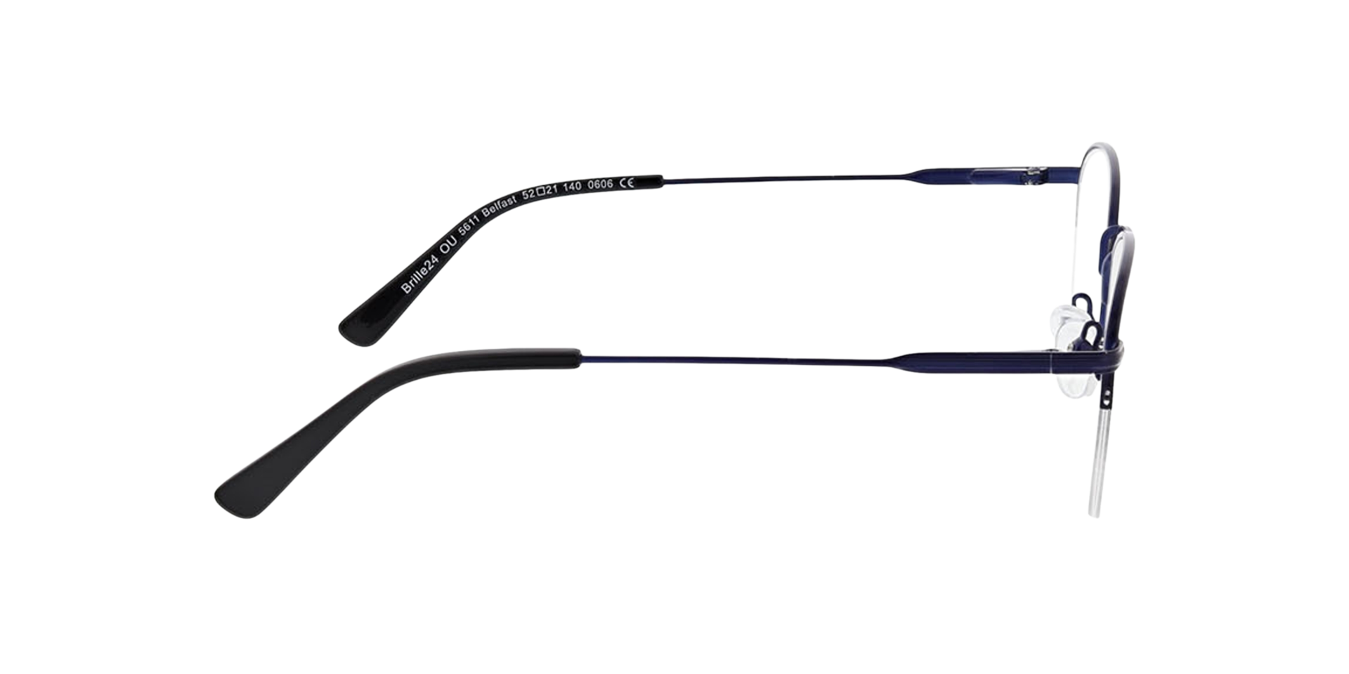 Belfast Matt Dark Blue MetallEyeglass Frames von B24, Seitenansicht