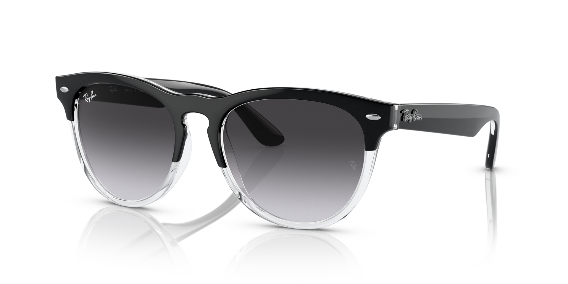 RB4471 Zwart op transparant KunststofSunglass Frames van B24, Hoekweergave