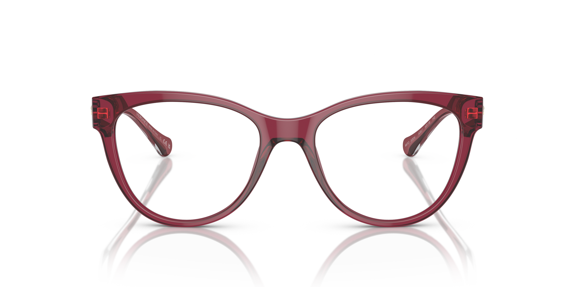 VE3304 Rot transparent AcetatEyeglass Frames von B24, Vorderansicht