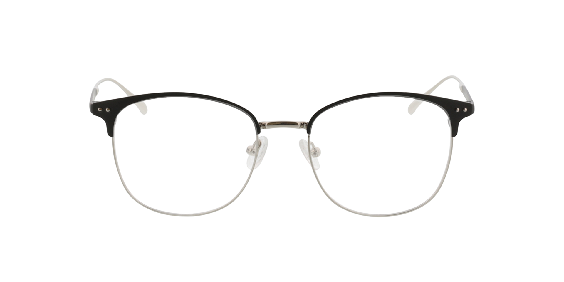 Hampton Schwarz & Silber MetallEyeglass Frames von B24, Vorderansicht