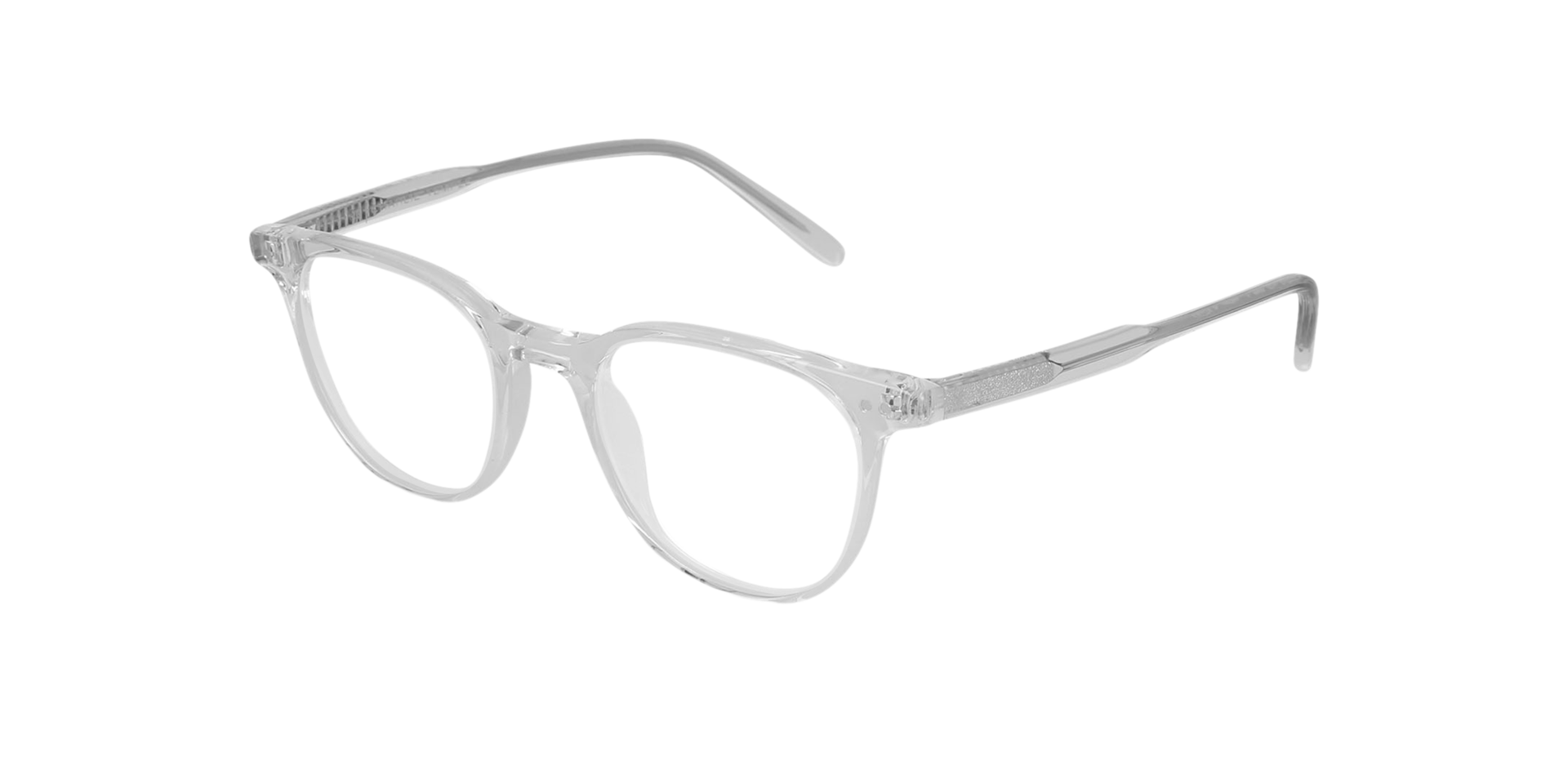 Burton White Crystal AcetaatEyeglass Frames van B24, Hoekweergave