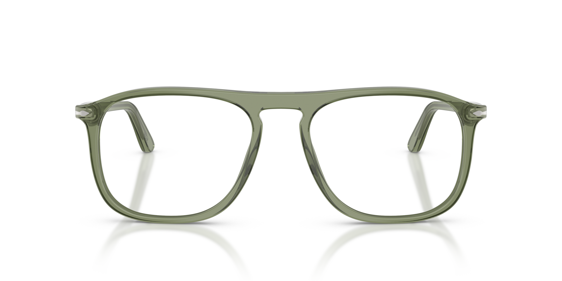 PO3392V Transparant groen AcetaatEyeglass Frames van B24, Vooraanzicht