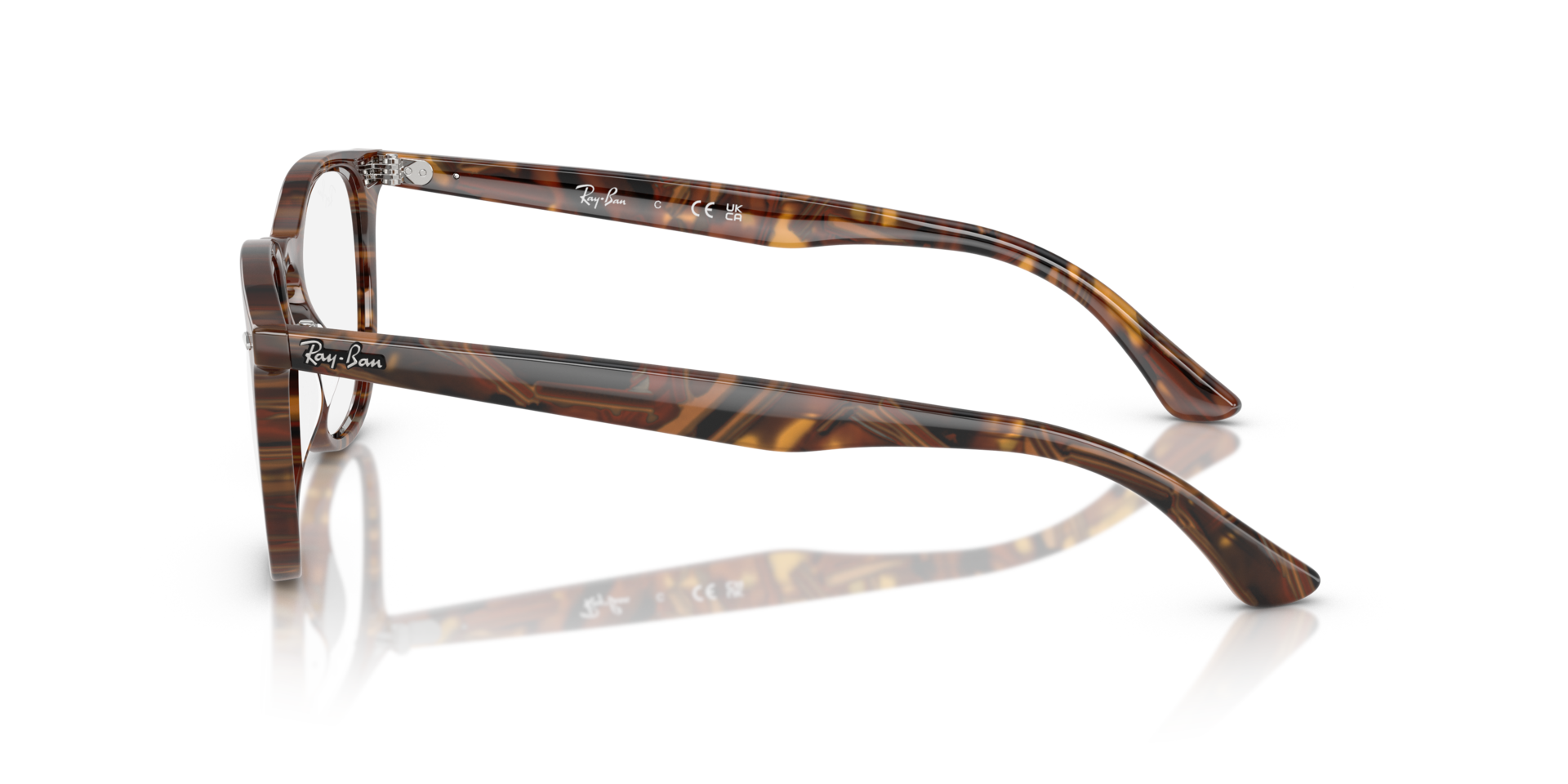 RB7159 Transparent Fantasy Brown Yellow KunststofEyeglass Frames van B24, Zijaanzicht