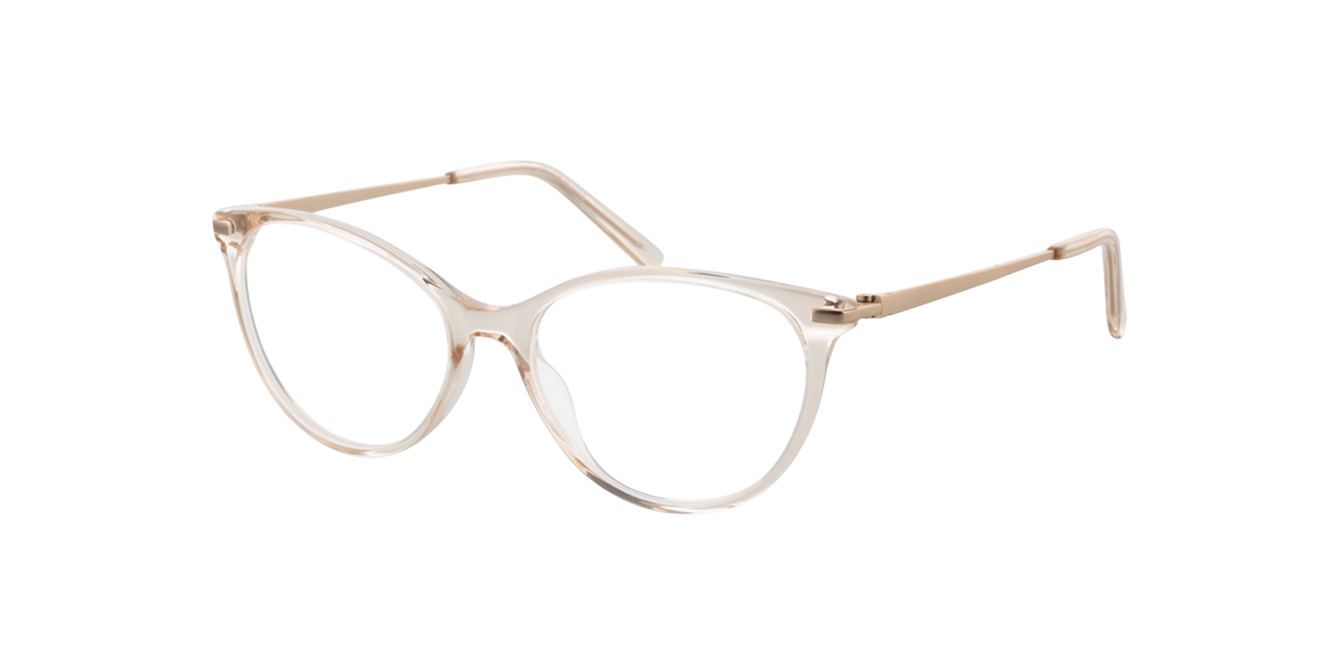 Lauren Kristal nude  &  satijn goud AcetaatEyeglass Frames van B24, Hoekweergave