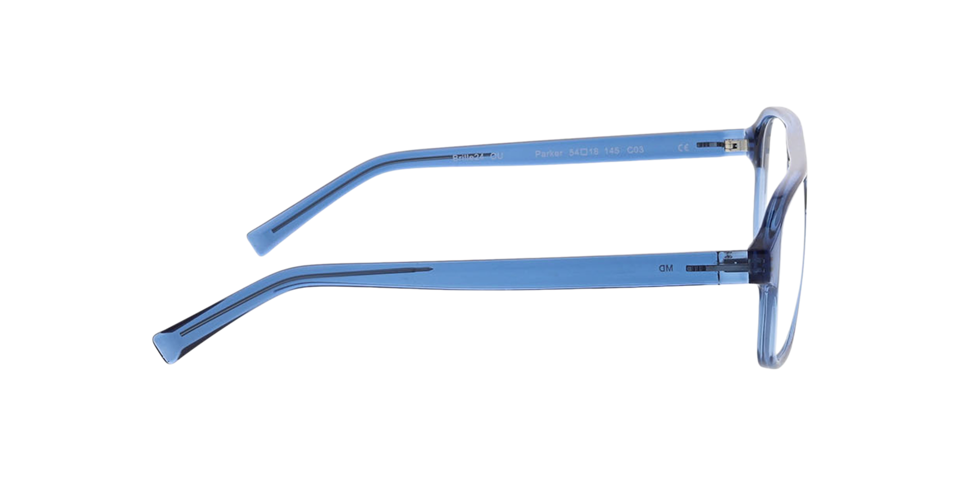 Parker Kristallblau KunststoffEyeglass Frames von B24, Seitenansicht