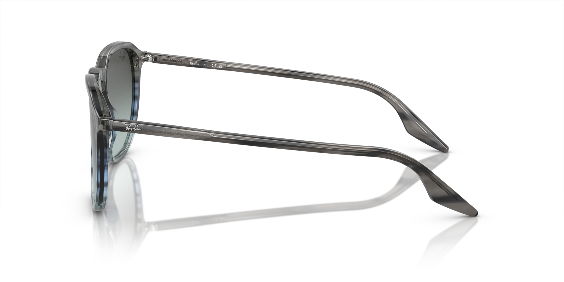 RB2203 Gestreept grijs en blauw AcetaatSunglass Frames van B24, Zijaanzicht